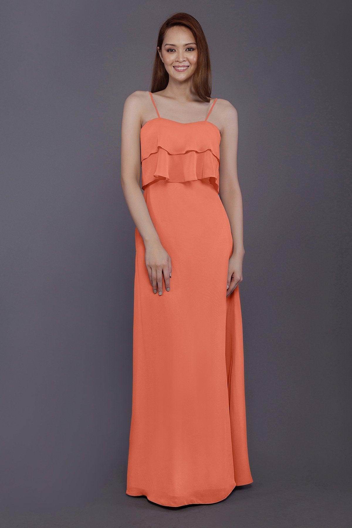 Sheath-Column Floor Length Chiffon Bridesmaid Dress PR3575 - COCOMELODY