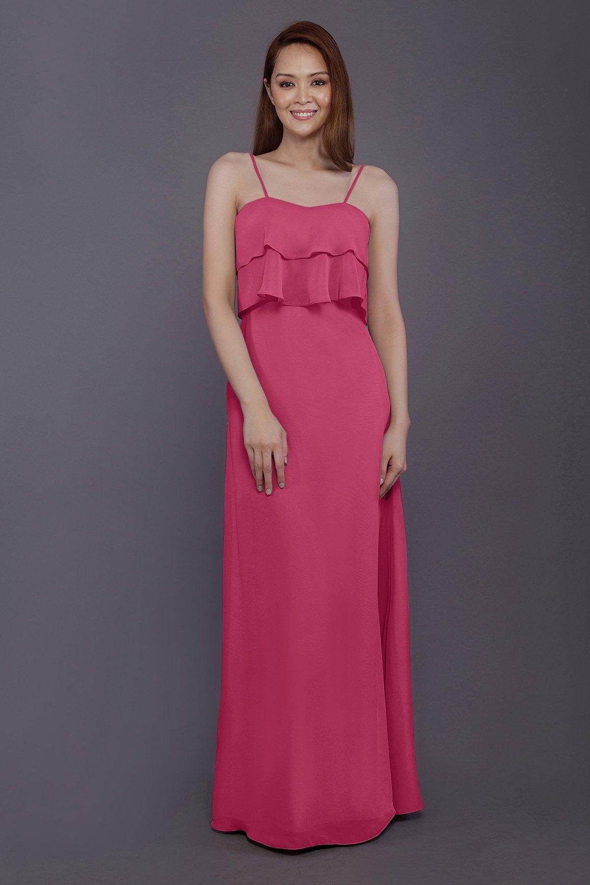 Sheath-Column Floor Length Chiffon Bridesmaid Dress PR3575 - COCOMELODY