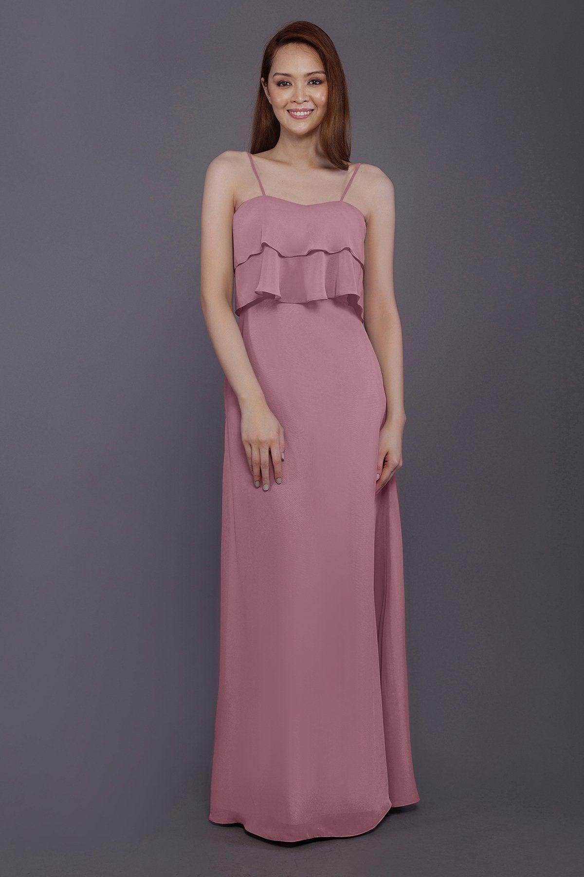 Sheath-Column Floor Length Chiffon Bridesmaid Dress PR3575 - COCOMELODY