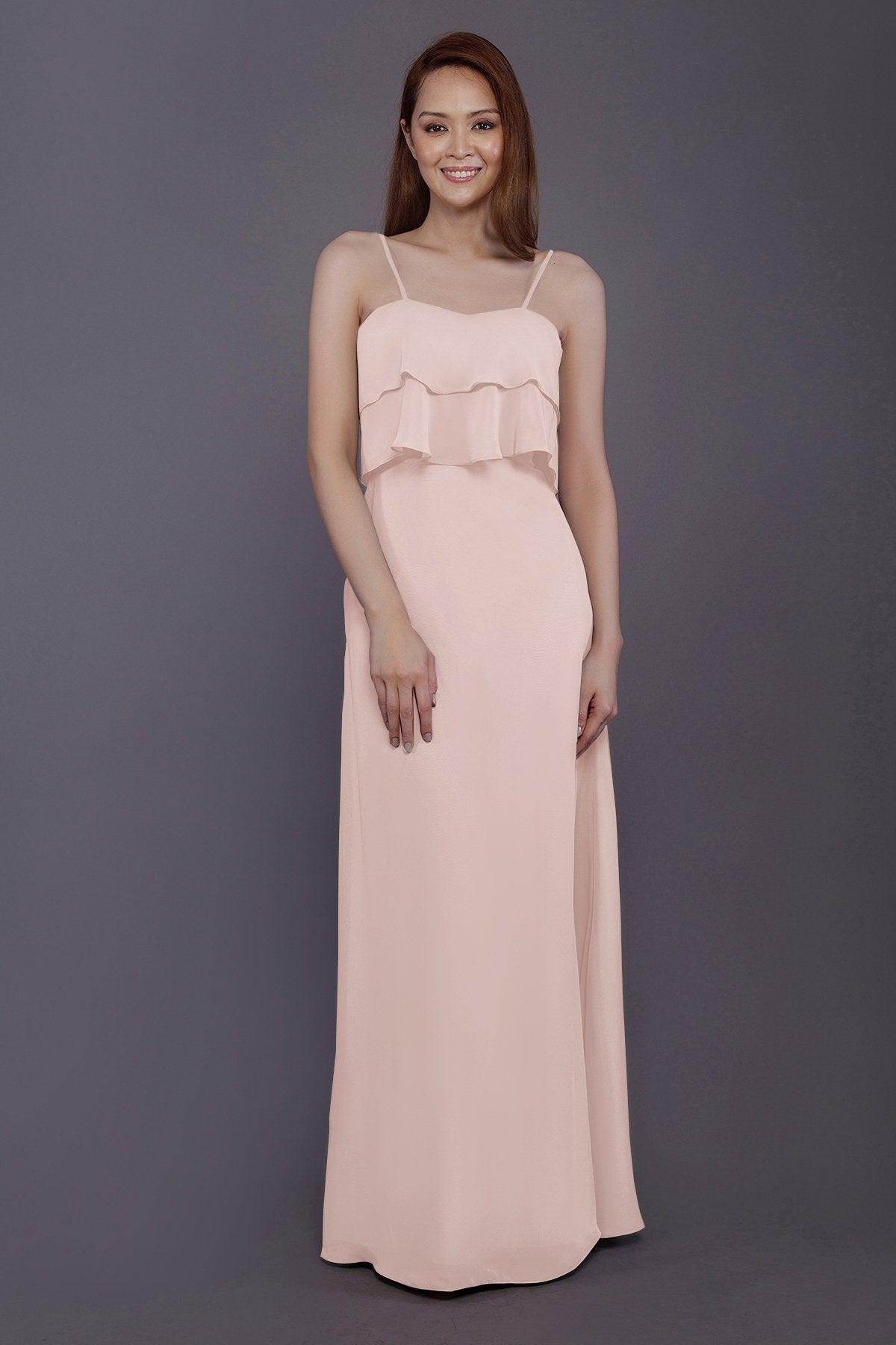 Sheath-Column Floor Length Chiffon Bridesmaid Dress PR3575 - COCOMELODY
