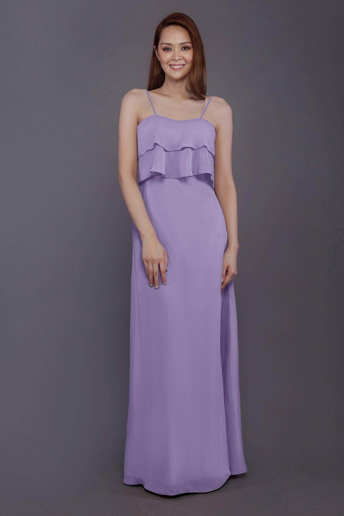 Sheath-Column Floor Length Chiffon Bridesmaid Dress PR3575 - COCOMELODY
