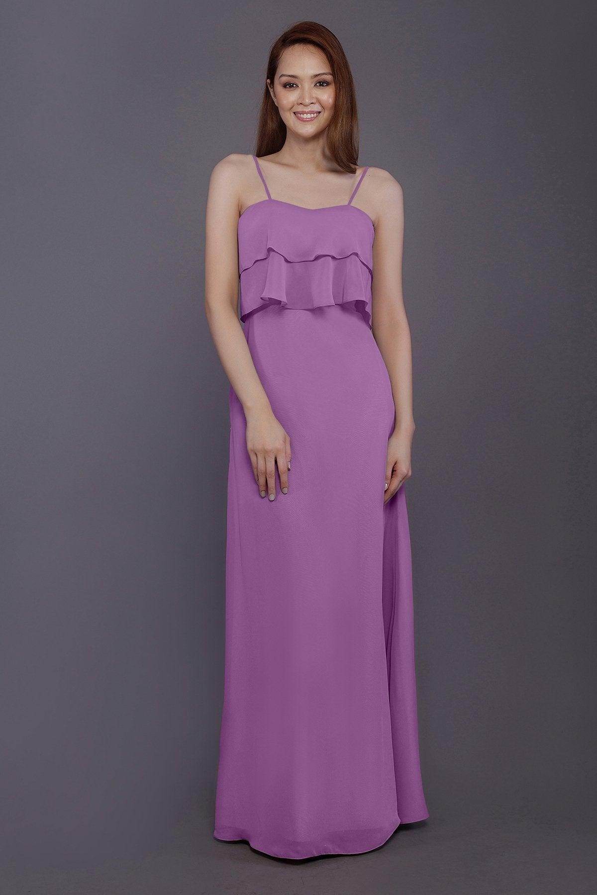Sheath-Column Floor Length Chiffon Bridesmaid Dress PR3575 - COCOMELODY