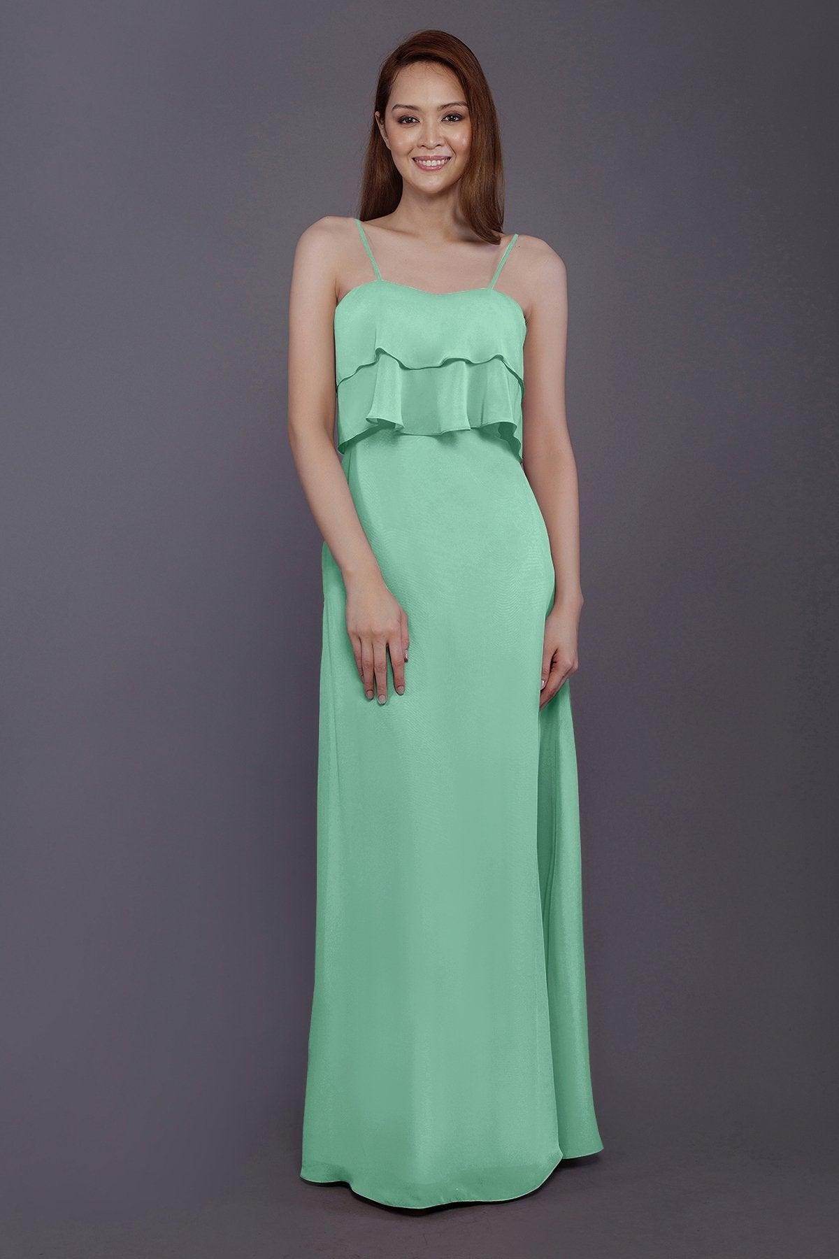 Sheath-Column Floor Length Chiffon Bridesmaid Dress PR3575 - COCOMELODY
