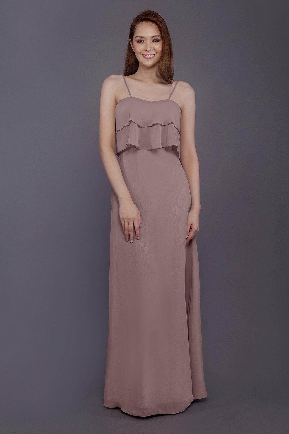Sheath-Column Floor Length Chiffon Bridesmaid Dress PR3575 - COCOMELODY