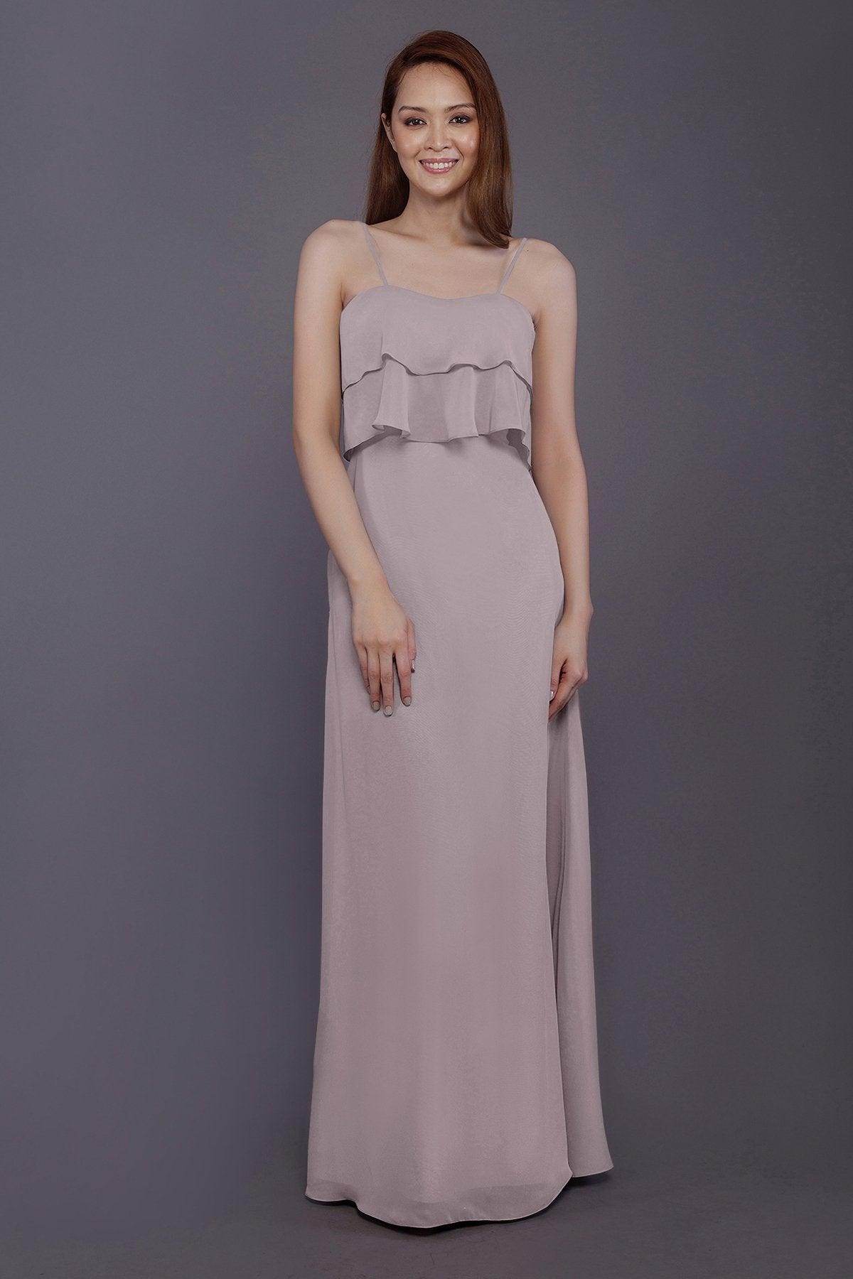 Sheath-Column Floor Length Chiffon Bridesmaid Dress PR3575 - COCOMELODY
