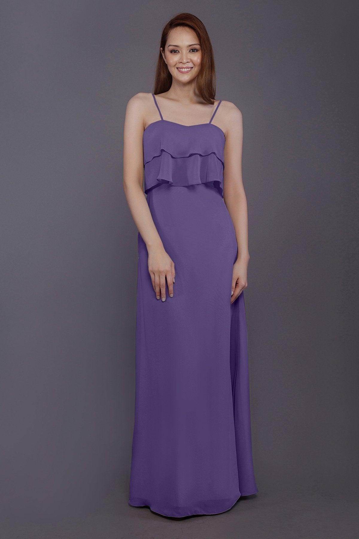 Sheath-Column Floor Length Chiffon Bridesmaid Dress PR3575 - COCOMELODY