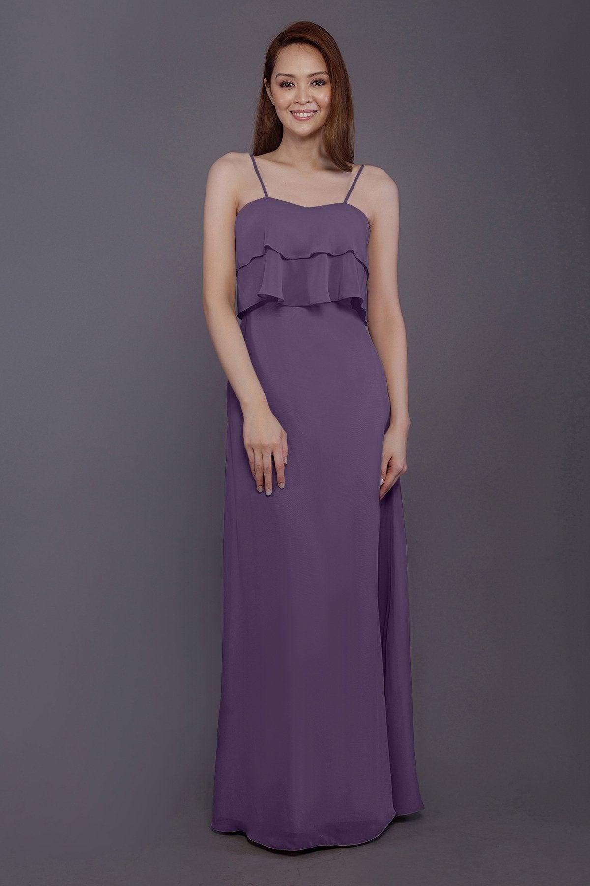 Sheath-Column Floor Length Chiffon Bridesmaid Dress PR3575 - COCOMELODY