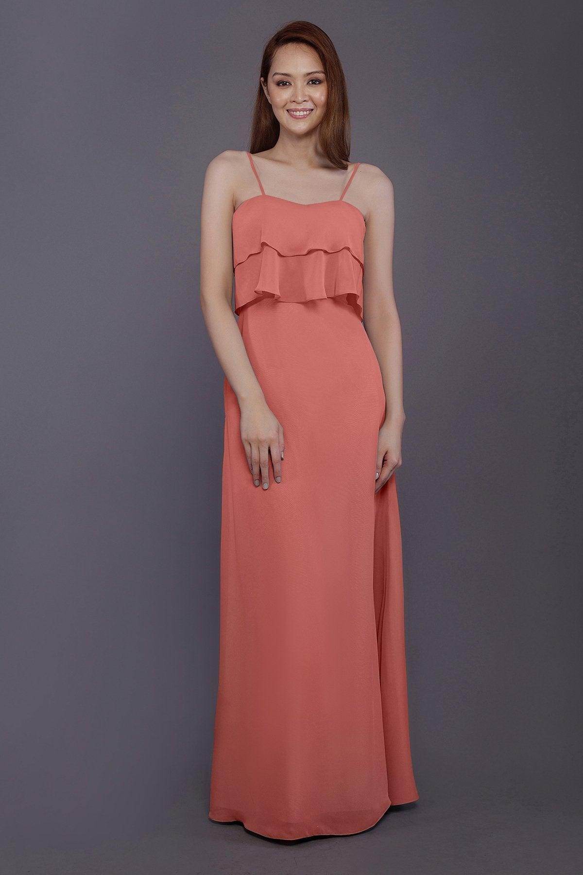 Sheath-Column Floor Length Chiffon Bridesmaid Dress PR3575 - COCOMELODY