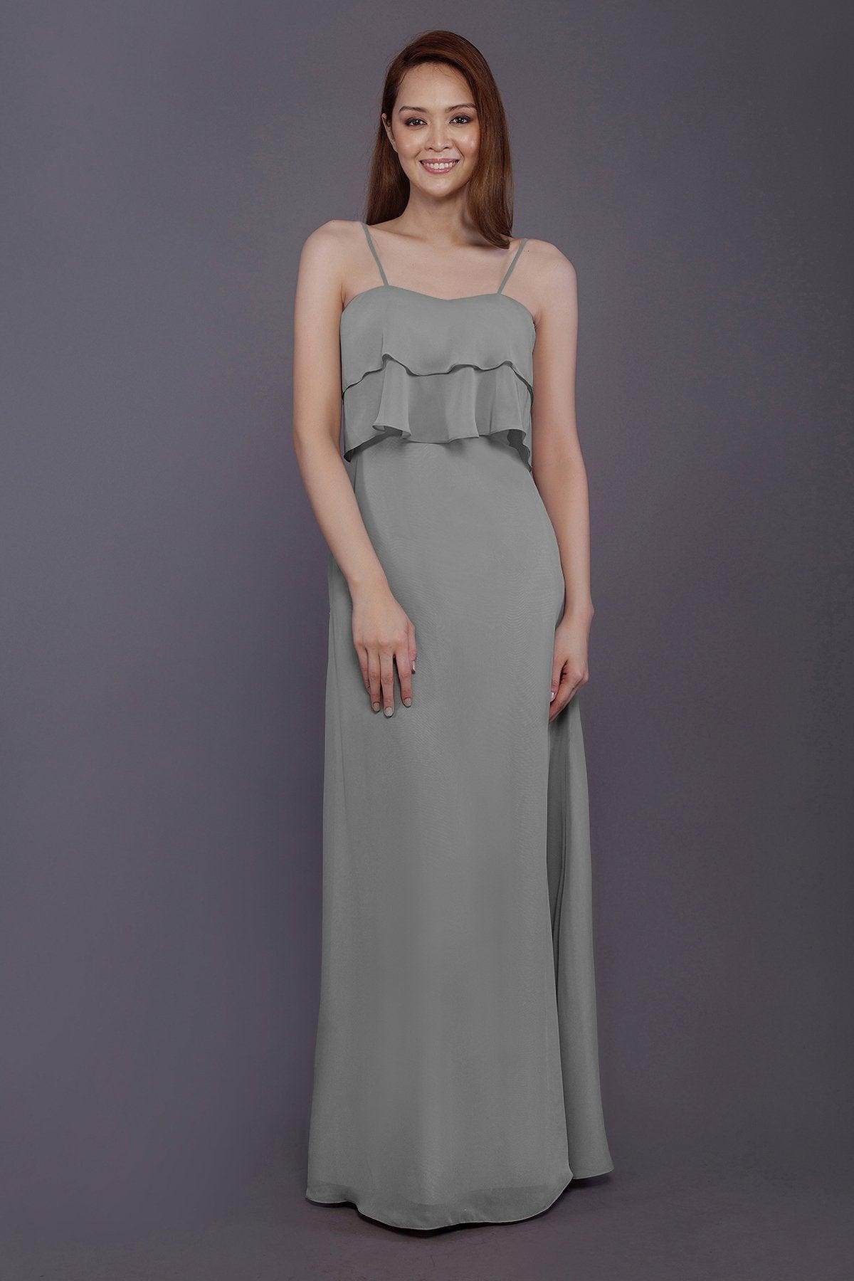 Sheath-Column Floor Length Chiffon Bridesmaid Dress PR3575 - COCOMELODY