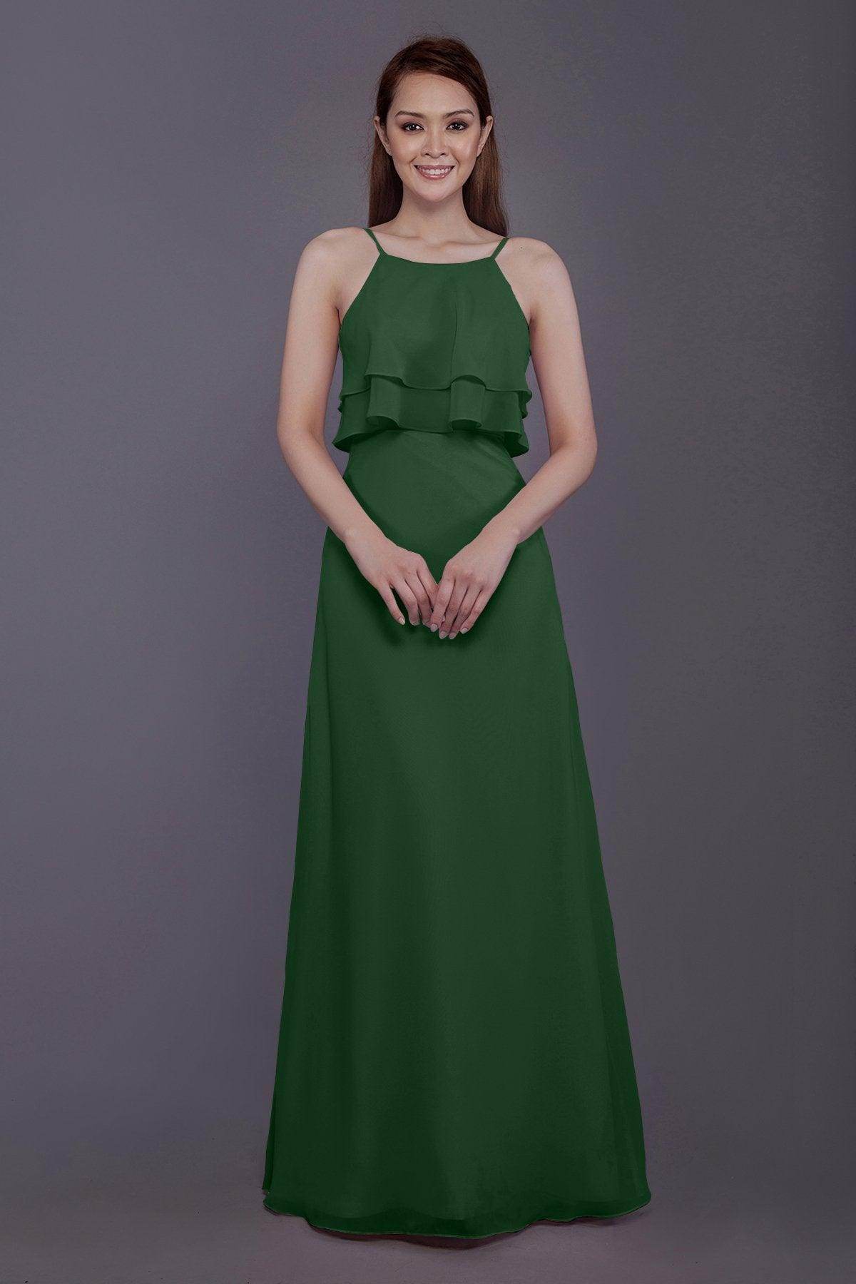 Sheath-Column Floor Length Chiffon Bridesmaid Dress PR3577 - COCOMELODY