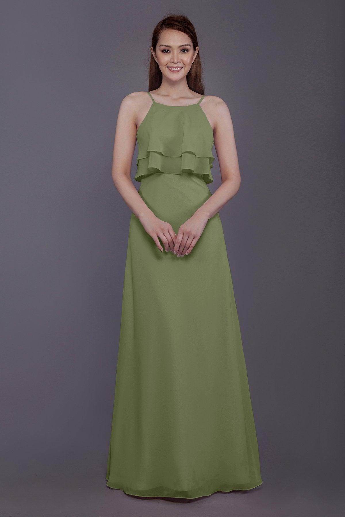 Sheath-Column Floor Length Chiffon Bridesmaid Dress PR3577 - COCOMELODY