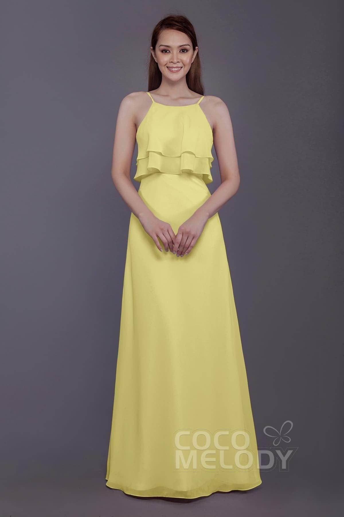 Sheath-Column Floor Length Chiffon Bridesmaid Dress PR3577 - COCOMELODY