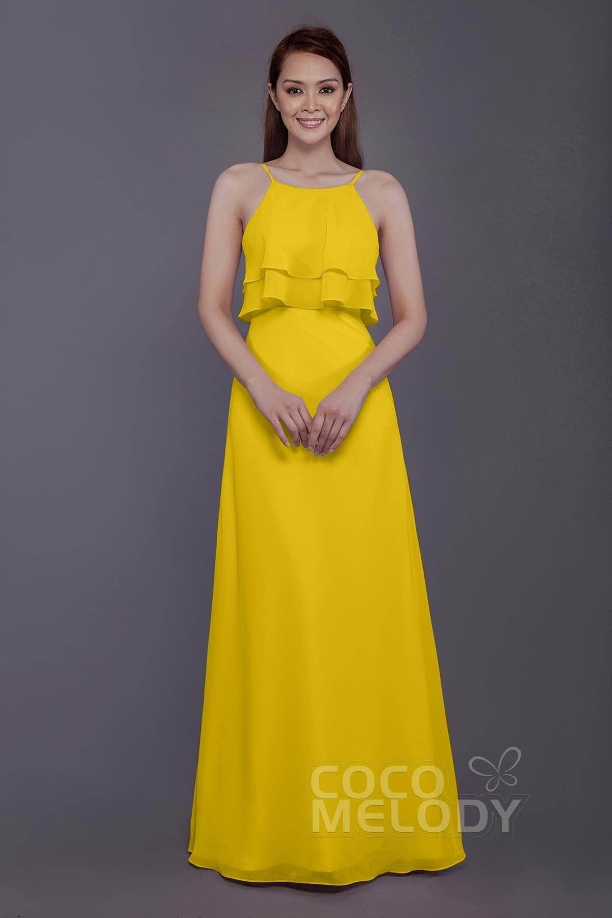 Sheath-Column Floor Length Chiffon Bridesmaid Dress PR3577 - COCOMELODY