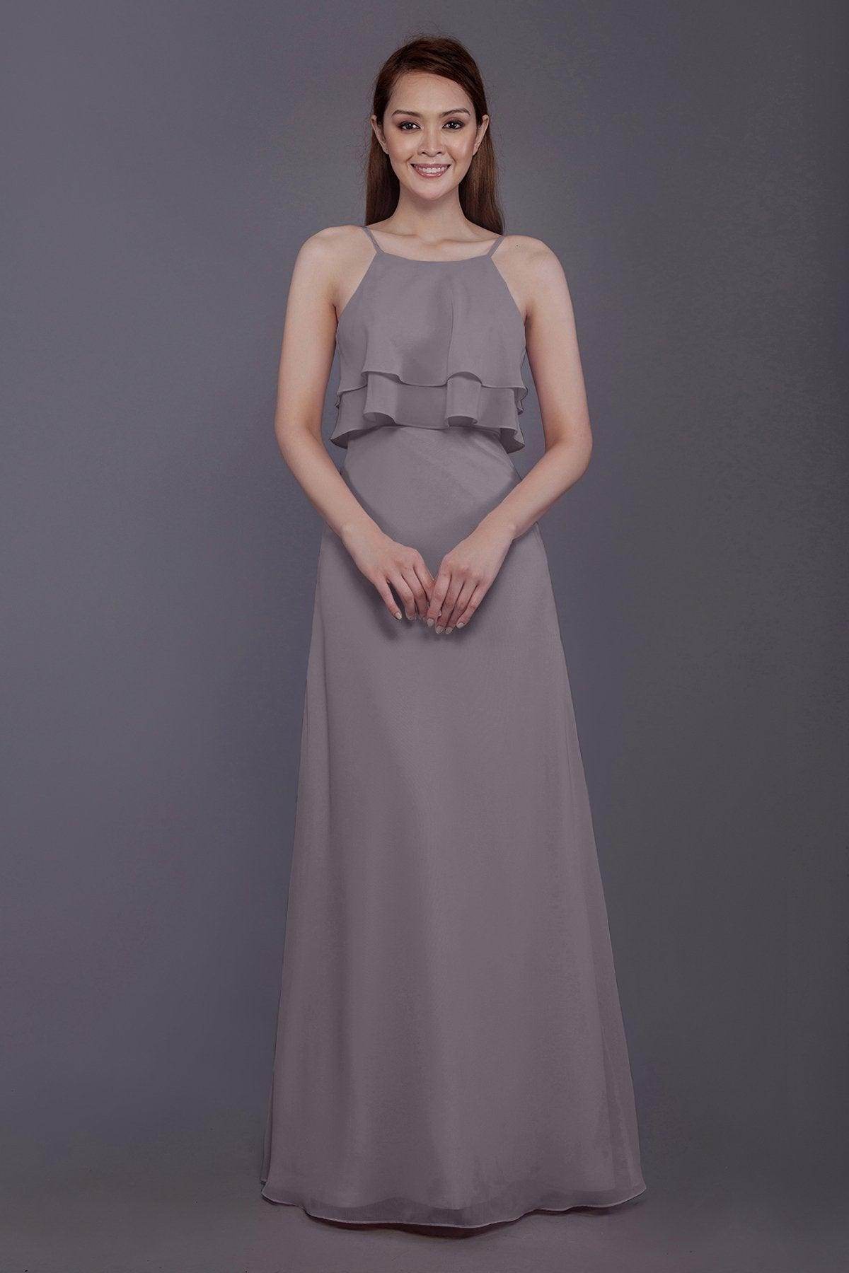 Sheath-Column Floor Length Chiffon Bridesmaid Dress PR3577 - COCOMELODY