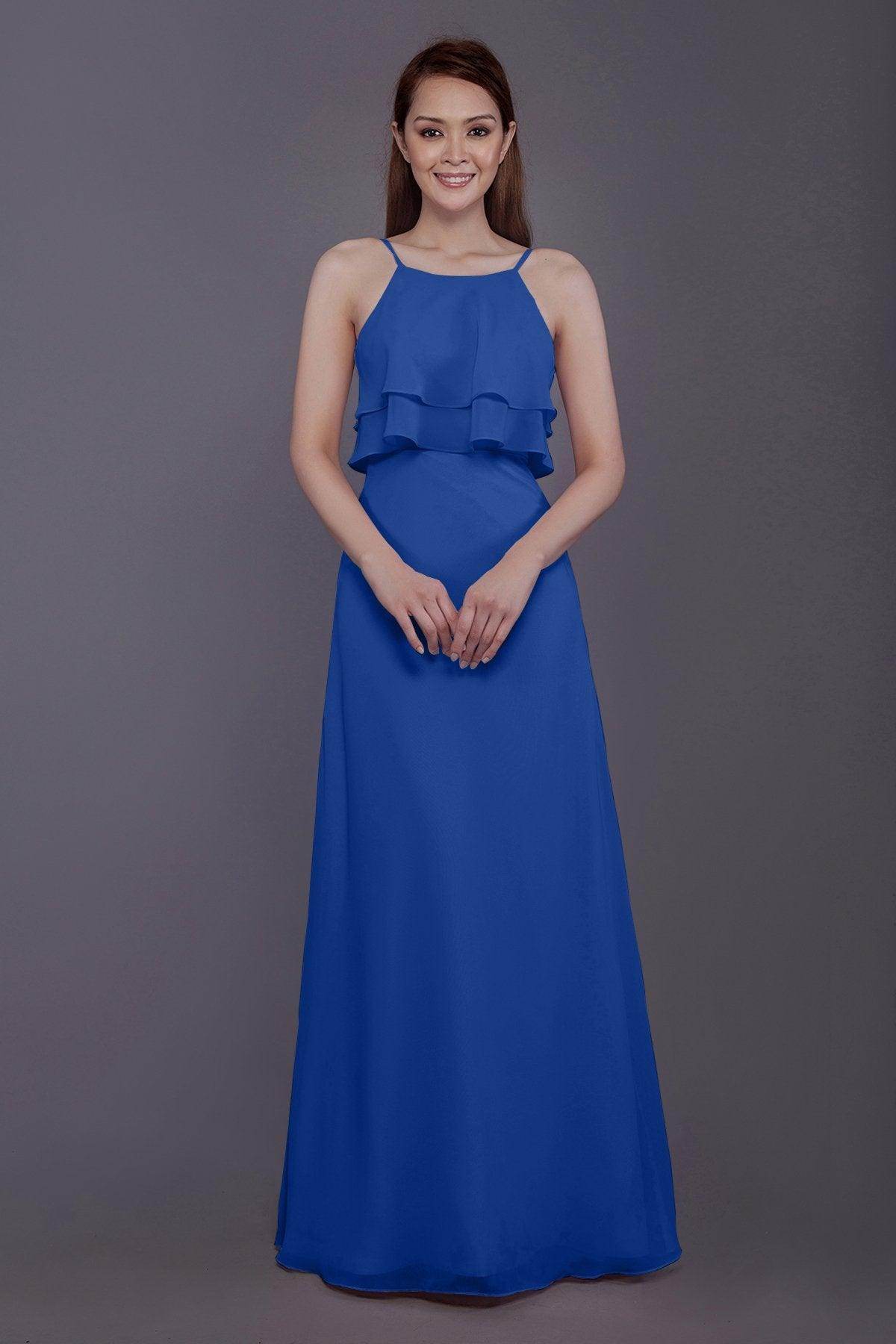 Sheath-Column Floor Length Chiffon Bridesmaid Dress PR3577 - COCOMELODY
