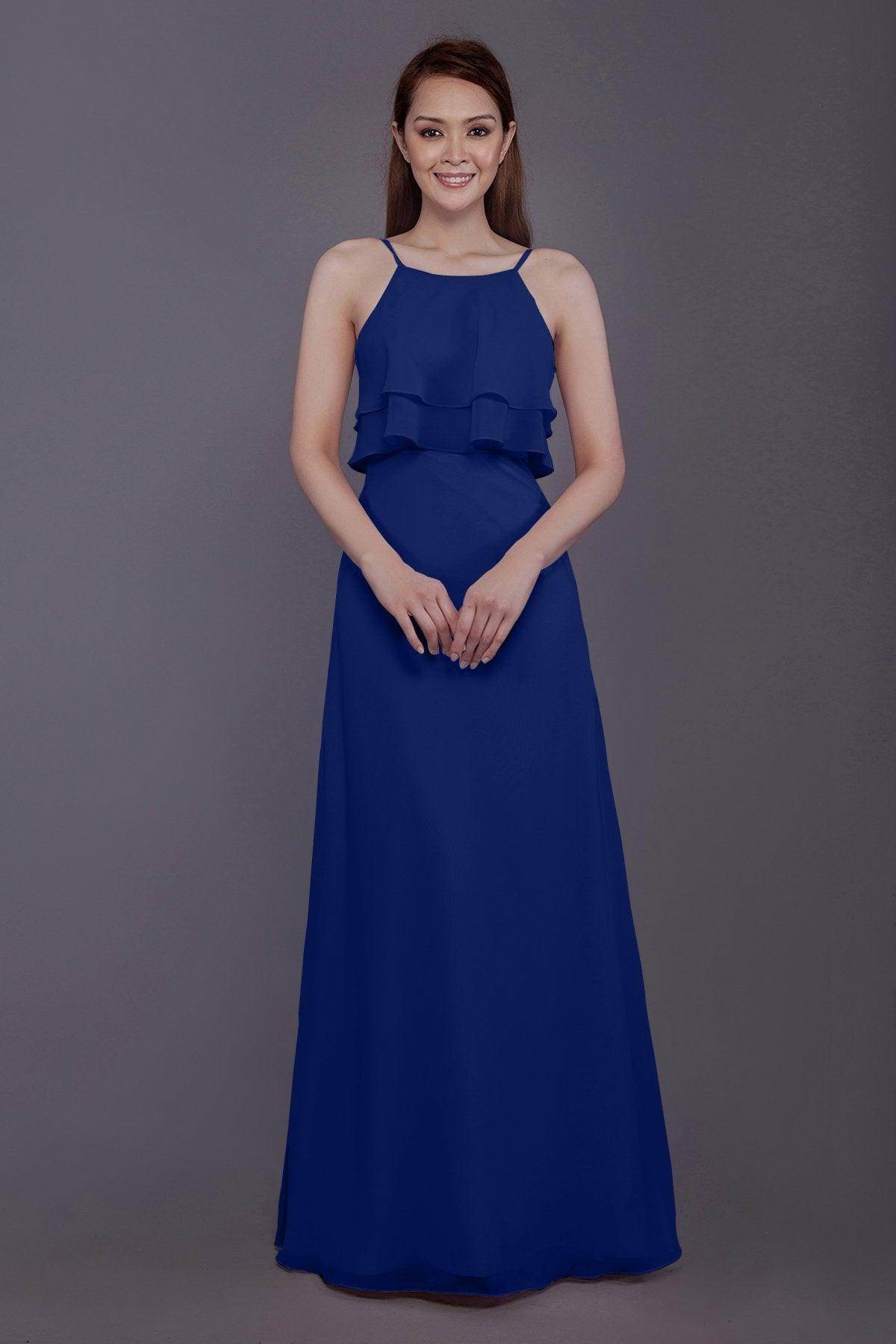 Sheath-Column Floor Length Chiffon Bridesmaid Dress PR3577 - COCOMELODY