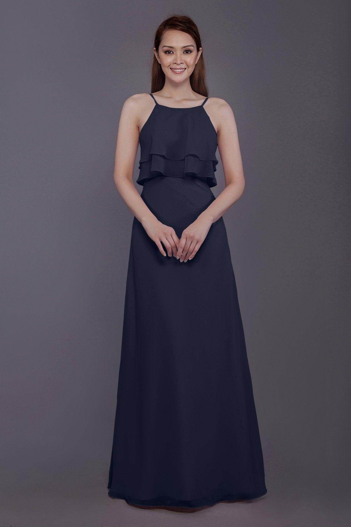 Sheath-Column Floor Length Chiffon Bridesmaid Dress PR3577 - COCOMELODY
