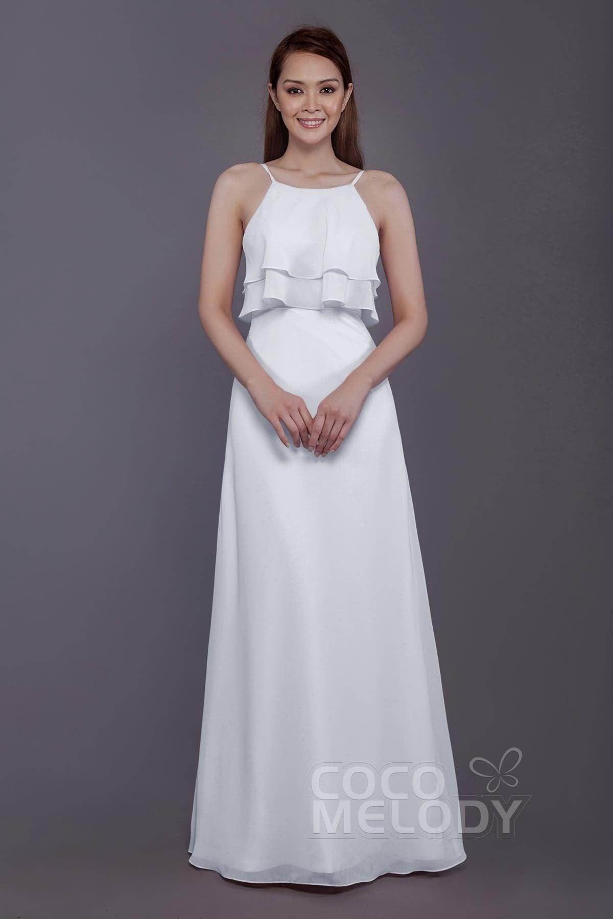 Sheath-Column Floor Length Chiffon Bridesmaid Dress PR3577 - COCOMELODY