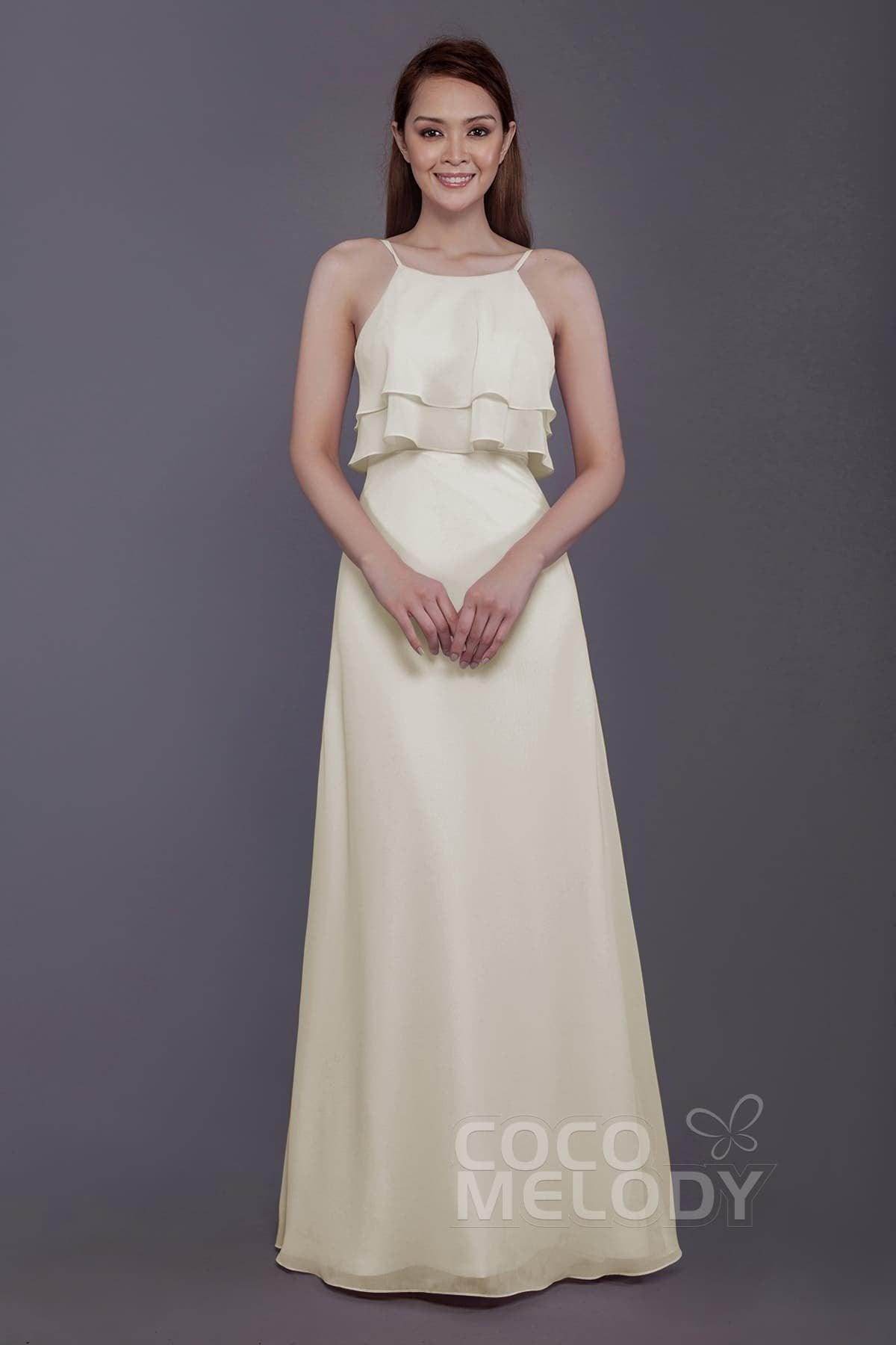 Sheath-Column Floor Length Chiffon Bridesmaid Dress PR3577 - COCOMELODY