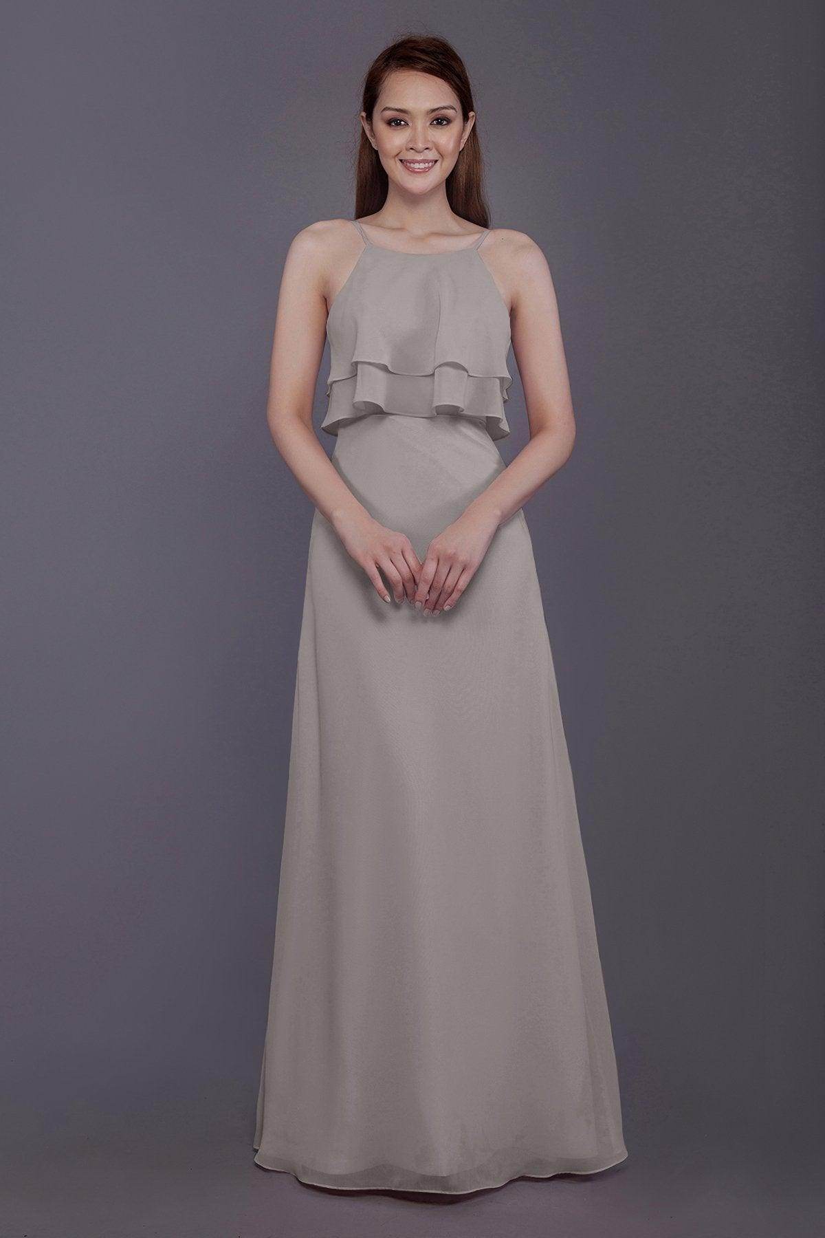 Sheath-Column Floor Length Chiffon Bridesmaid Dress PR3577 - COCOMELODY