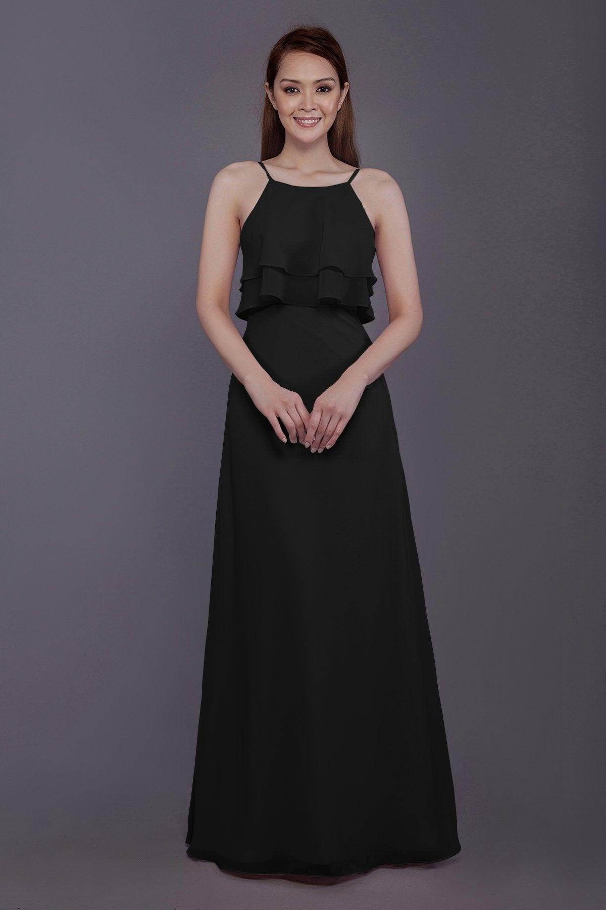 Sheath-Column Floor Length Chiffon Bridesmaid Dress PR3577 - COCOMELODY