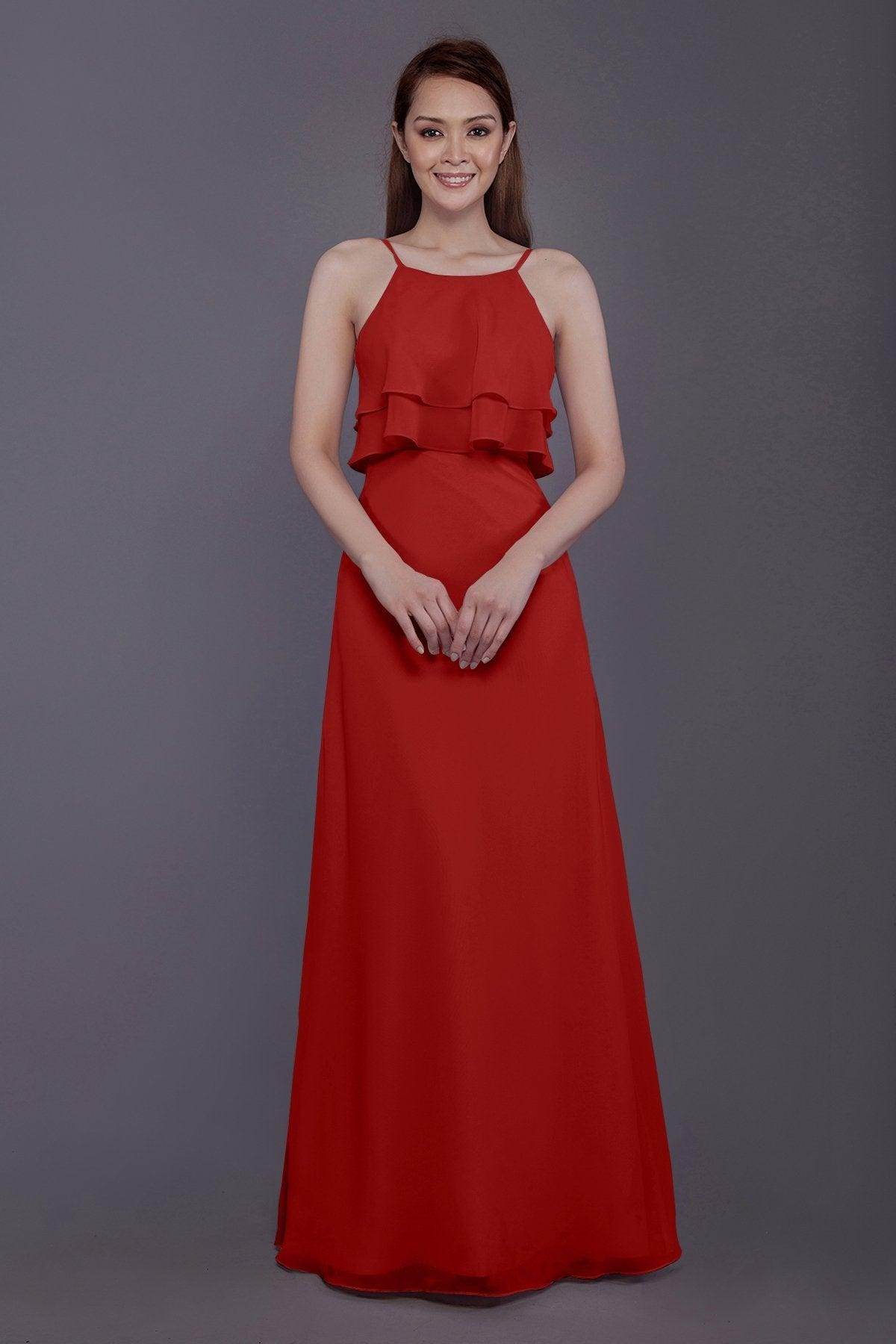 Sheath-Column Floor Length Chiffon Bridesmaid Dress PR3577 - COCOMELODY