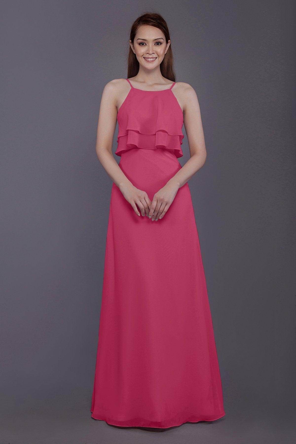 Sheath-Column Floor Length Chiffon Bridesmaid Dress PR3577 - COCOMELODY