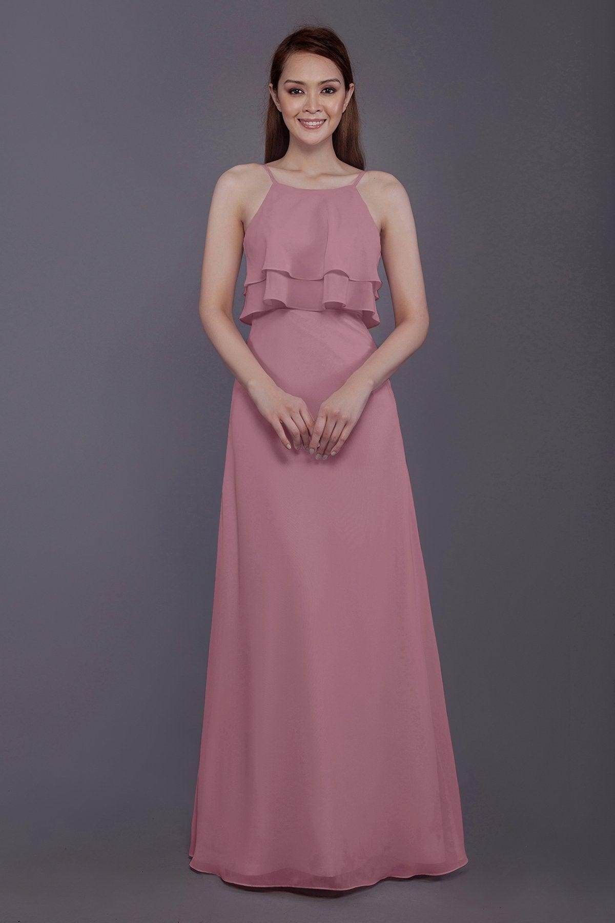 Sheath-Column Floor Length Chiffon Bridesmaid Dress PR3577 - COCOMELODY