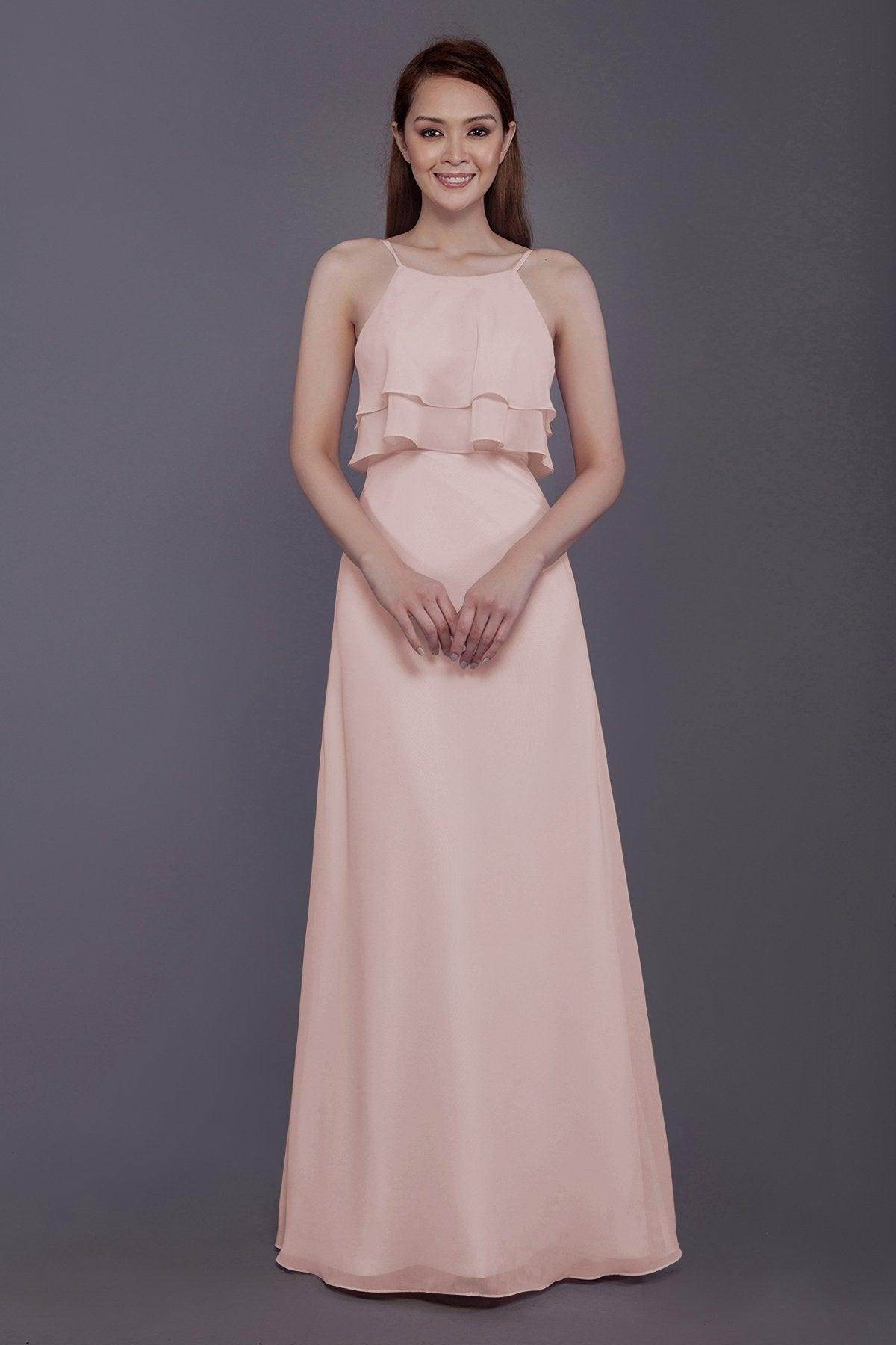 Sheath-Column Floor Length Chiffon Bridesmaid Dress PR3577 - COCOMELODY