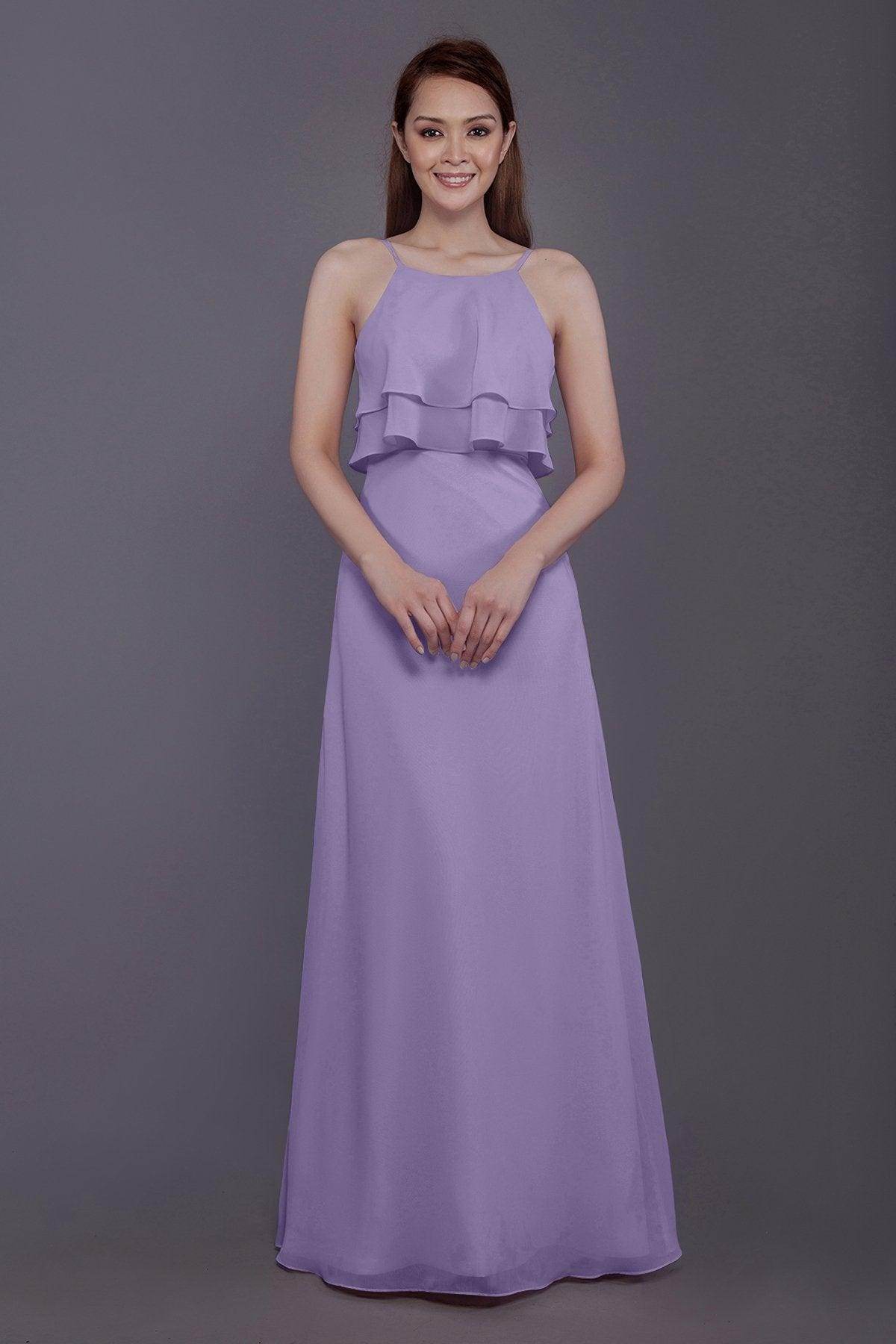 Sheath-Column Floor Length Chiffon Bridesmaid Dress PR3577 - COCOMELODY