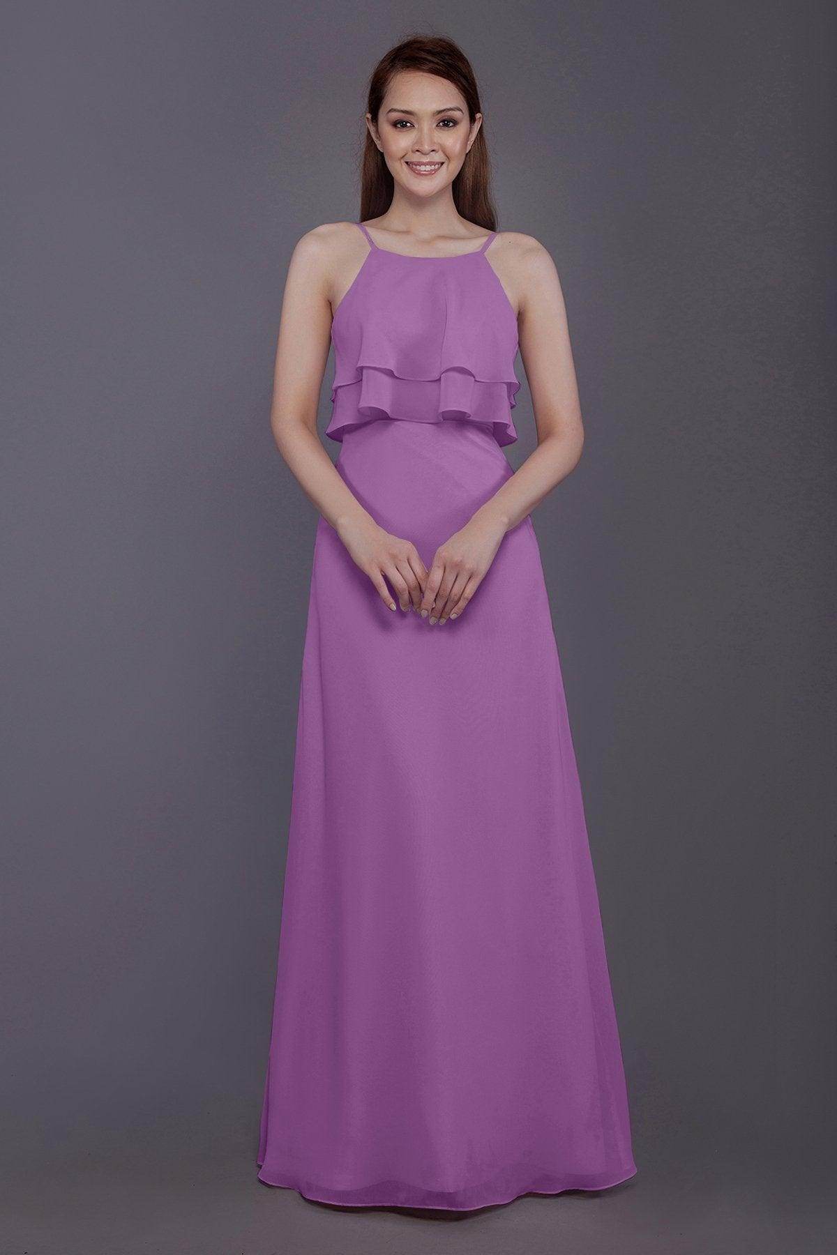 Sheath-Column Floor Length Chiffon Bridesmaid Dress PR3577 - COCOMELODY