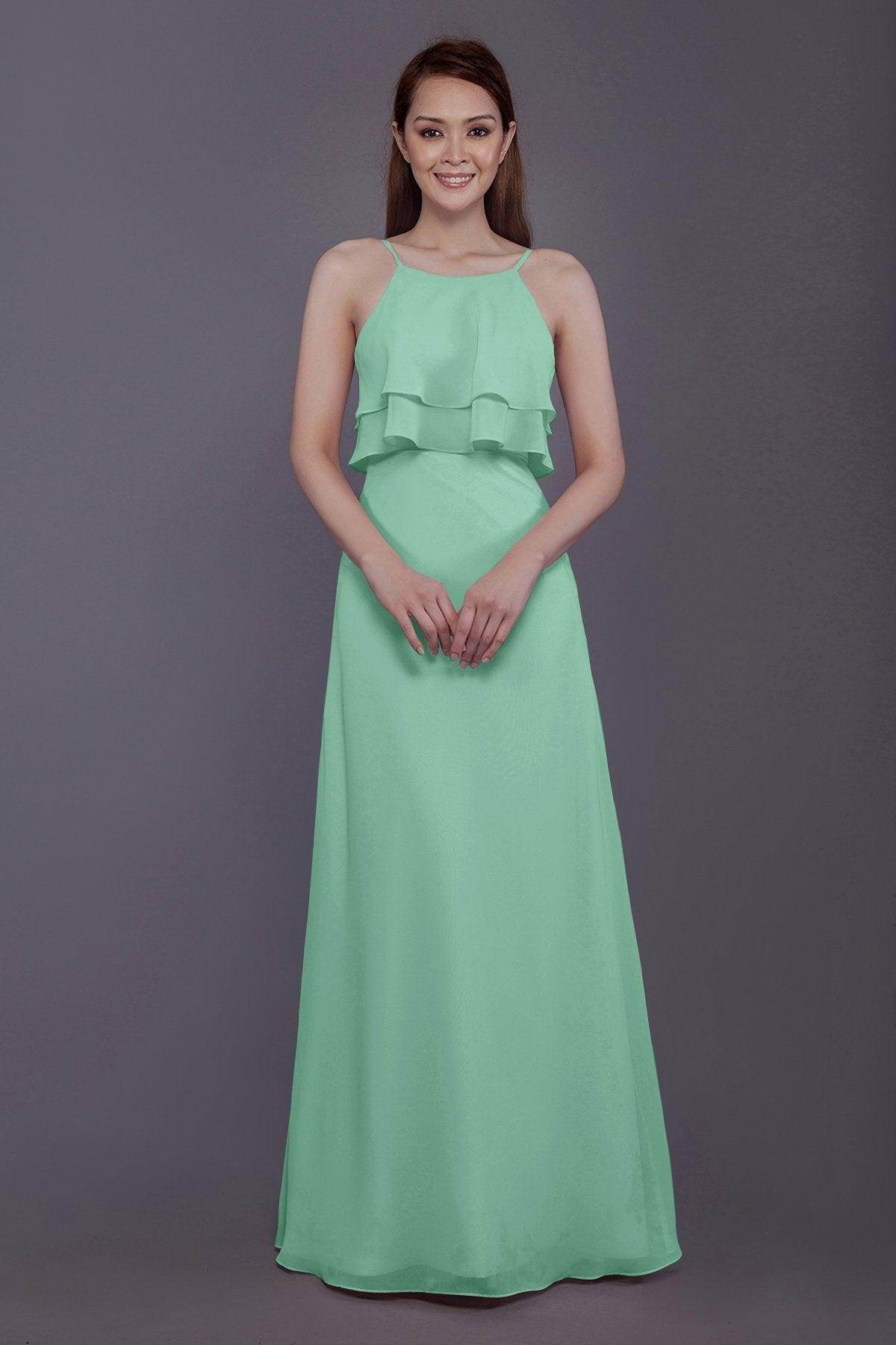 Sheath-Column Floor Length Chiffon Bridesmaid Dress PR3577 - COCOMELODY