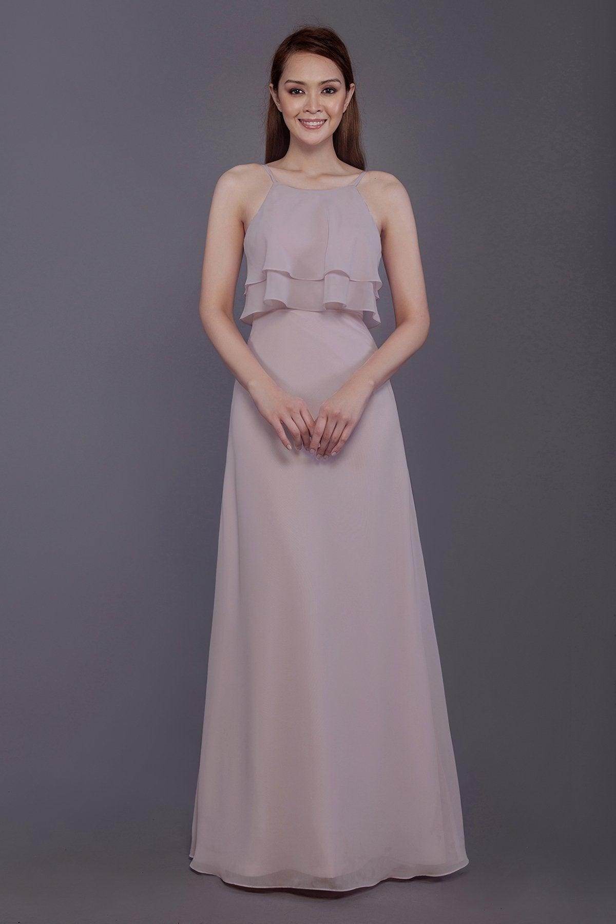 Sheath-Column Floor Length Chiffon Bridesmaid Dress PR3577 - COCOMELODY