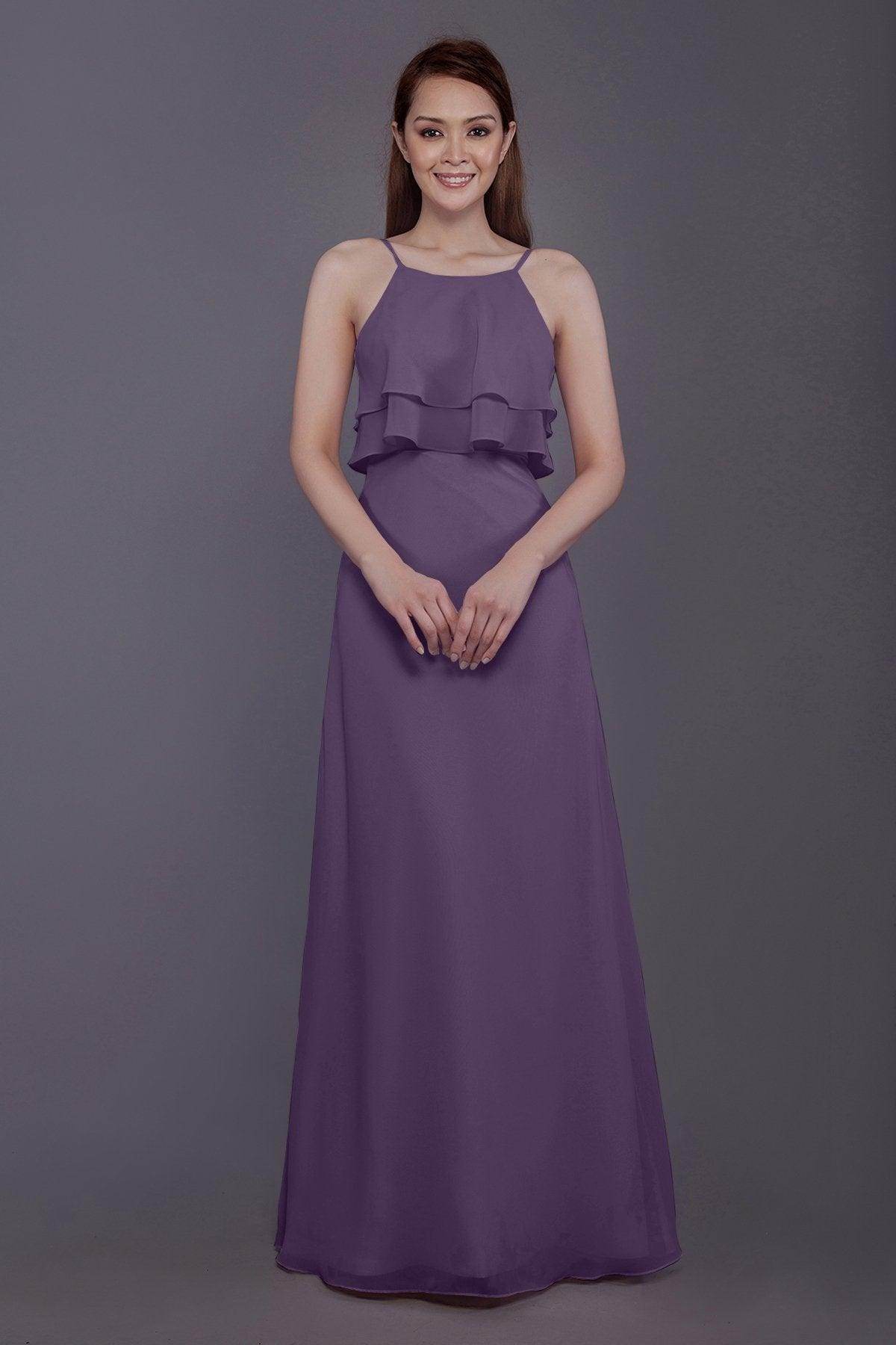 Sheath-Column Floor Length Chiffon Bridesmaid Dress PR3577 - COCOMELODY