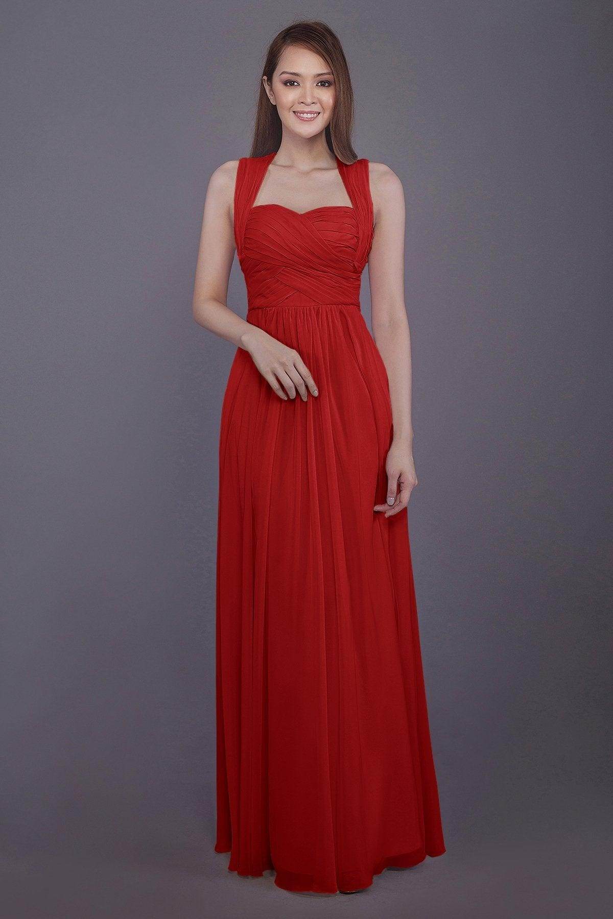 Sheath-Column Floor Length Chiffon Bridesmaid Dress PR3585 - COCOMELODY