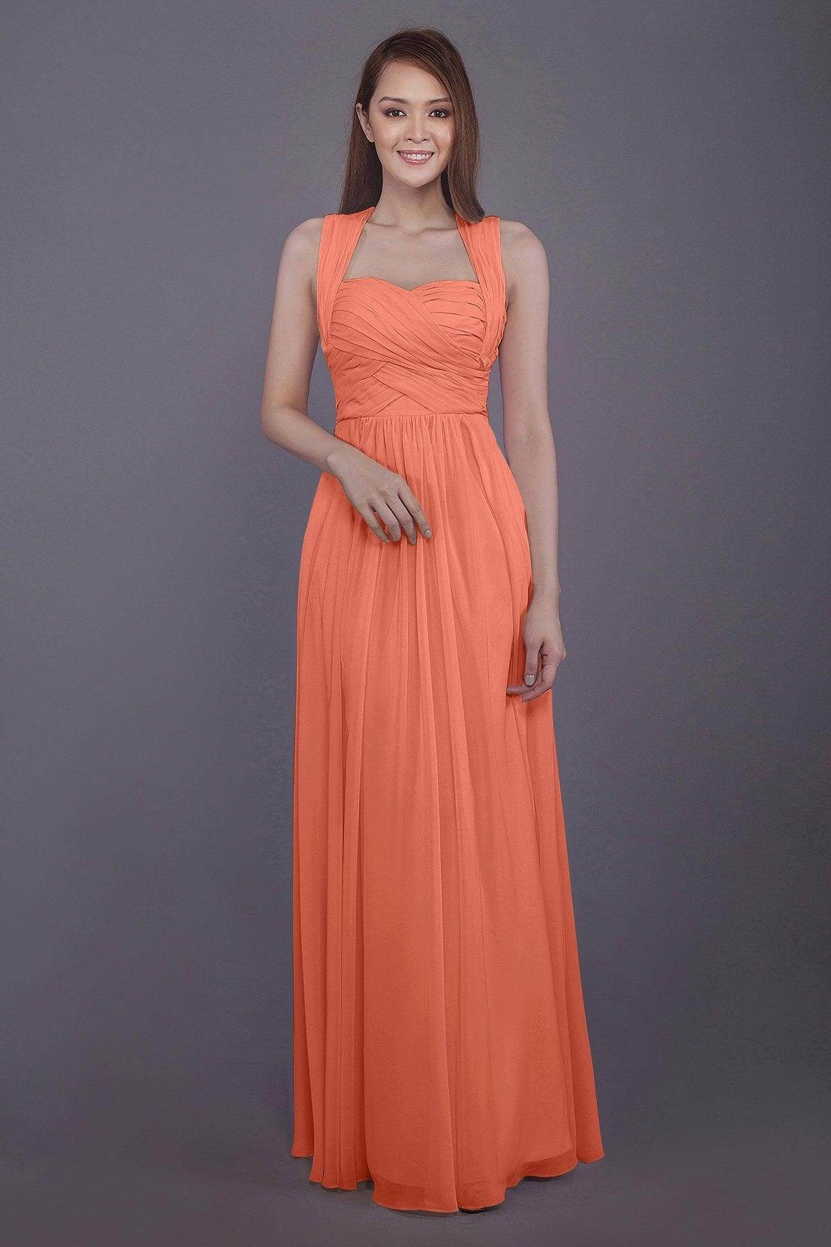Sheath-Column Floor Length Chiffon Bridesmaid Dress PR3585 - COCOMELODY