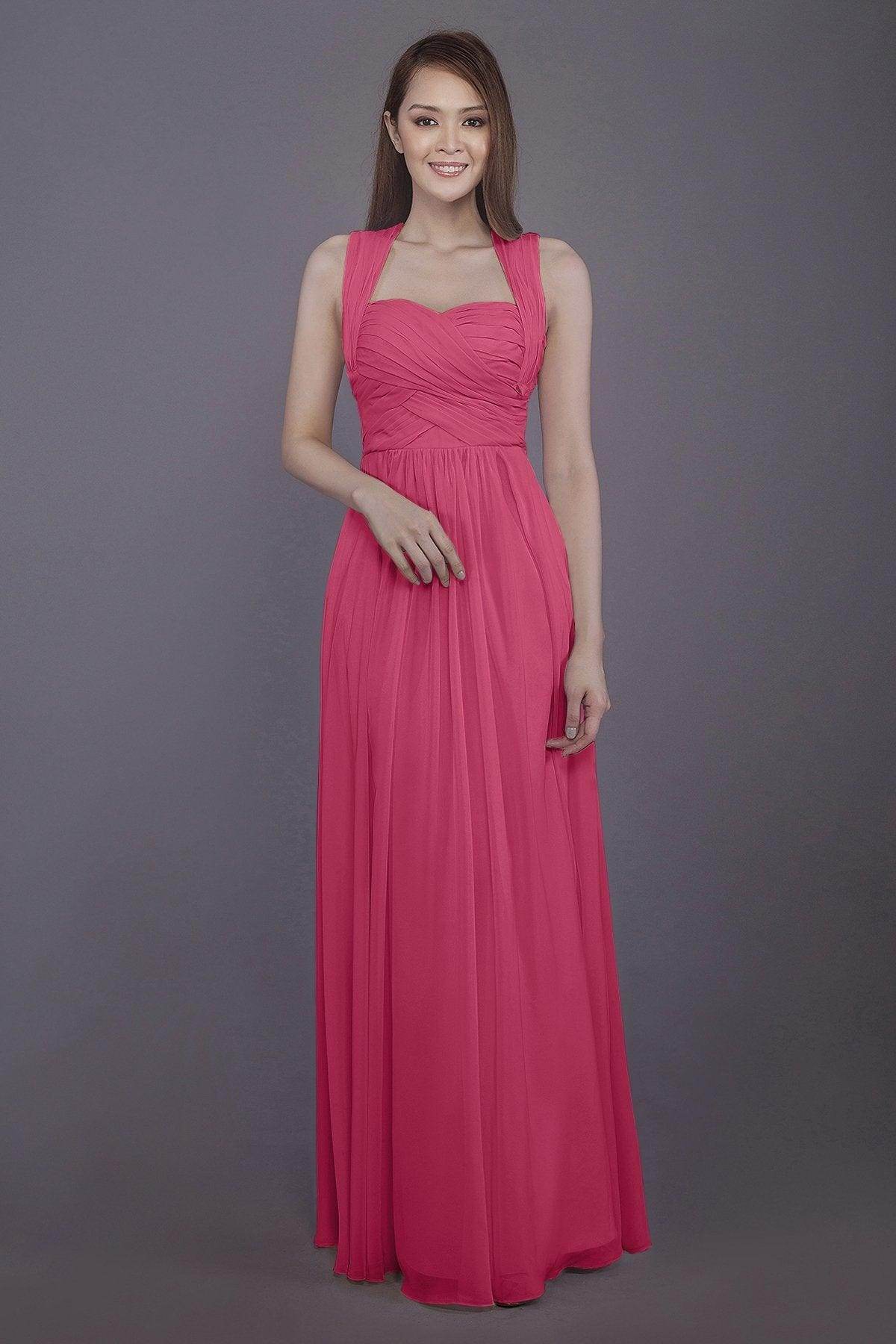Sheath-Column Floor Length Chiffon Bridesmaid Dress PR3585 - COCOMELODY