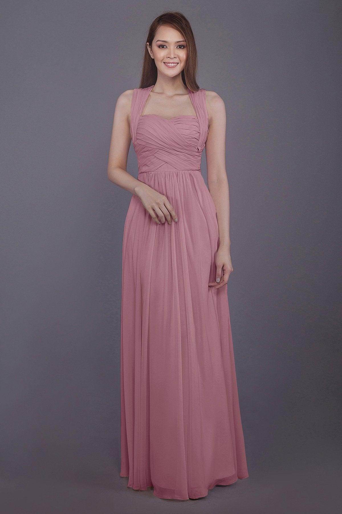 Sheath-Column Floor Length Chiffon Bridesmaid Dress PR3585 - COCOMELODY