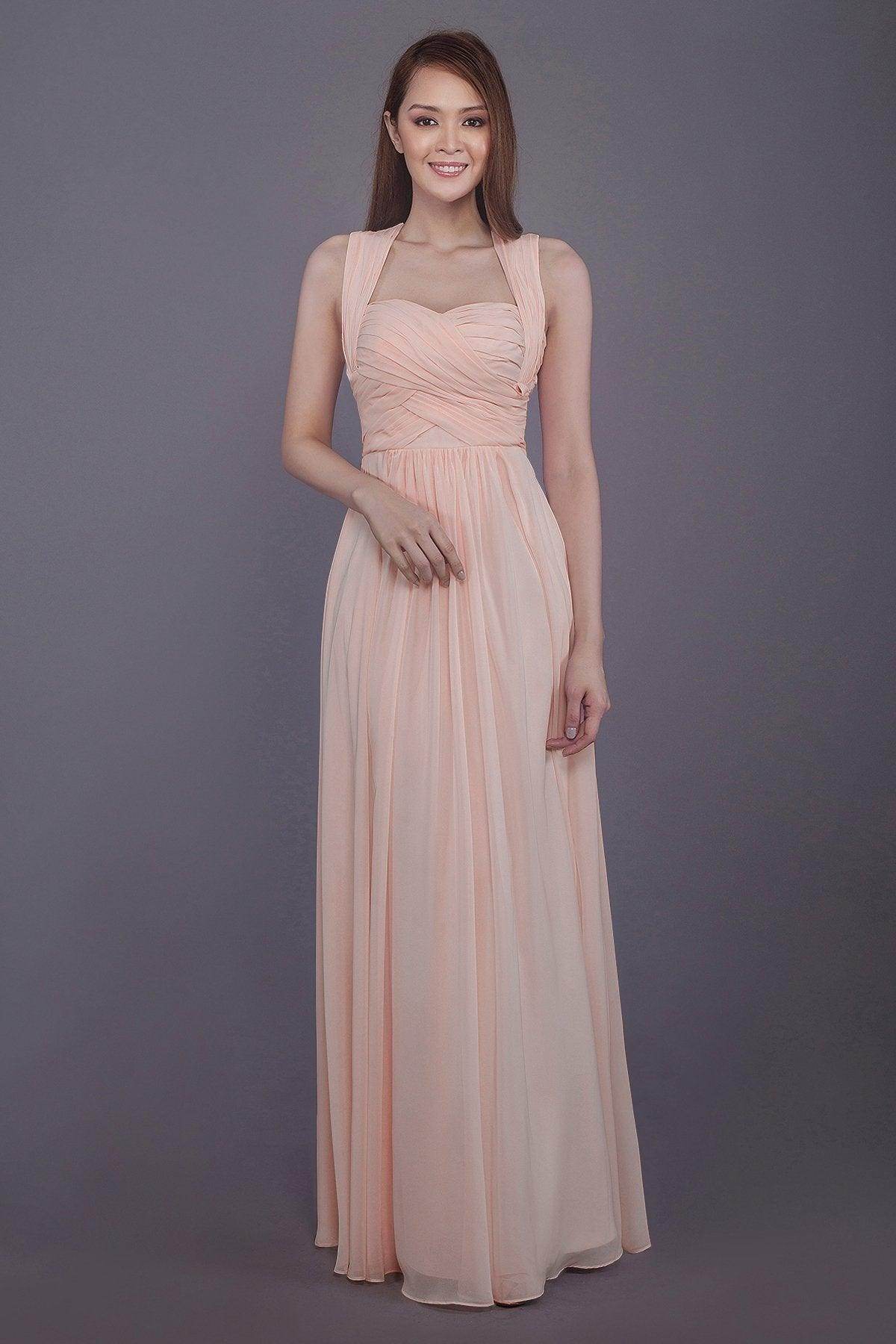 Sheath-Column Floor Length Chiffon Bridesmaid Dress PR3585 - COCOMELODY