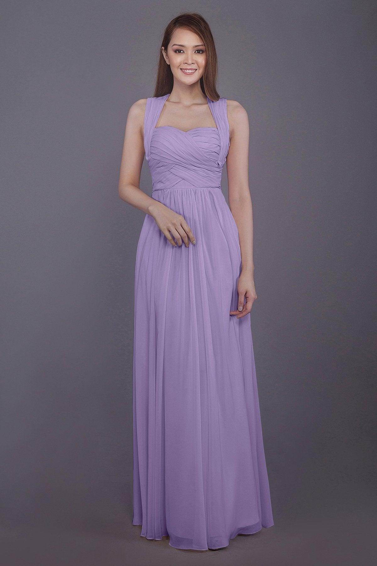 Sheath-Column Floor Length Chiffon Bridesmaid Dress PR3585 - COCOMELODY