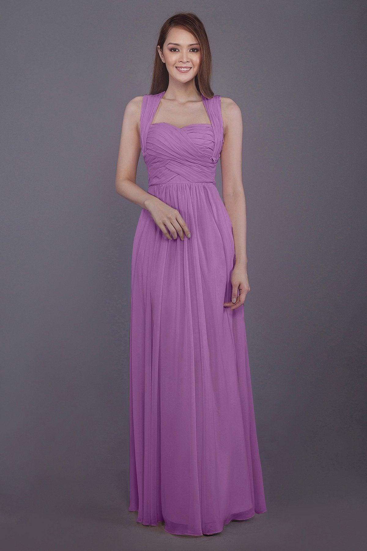 Sheath-Column Floor Length Chiffon Bridesmaid Dress PR3585 - COCOMELODY
