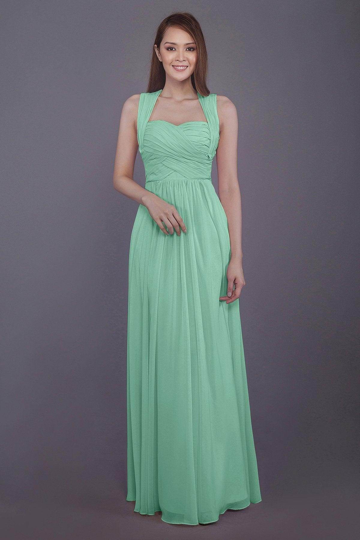 Sheath-Column Floor Length Chiffon Bridesmaid Dress PR3585 - COCOMELODY