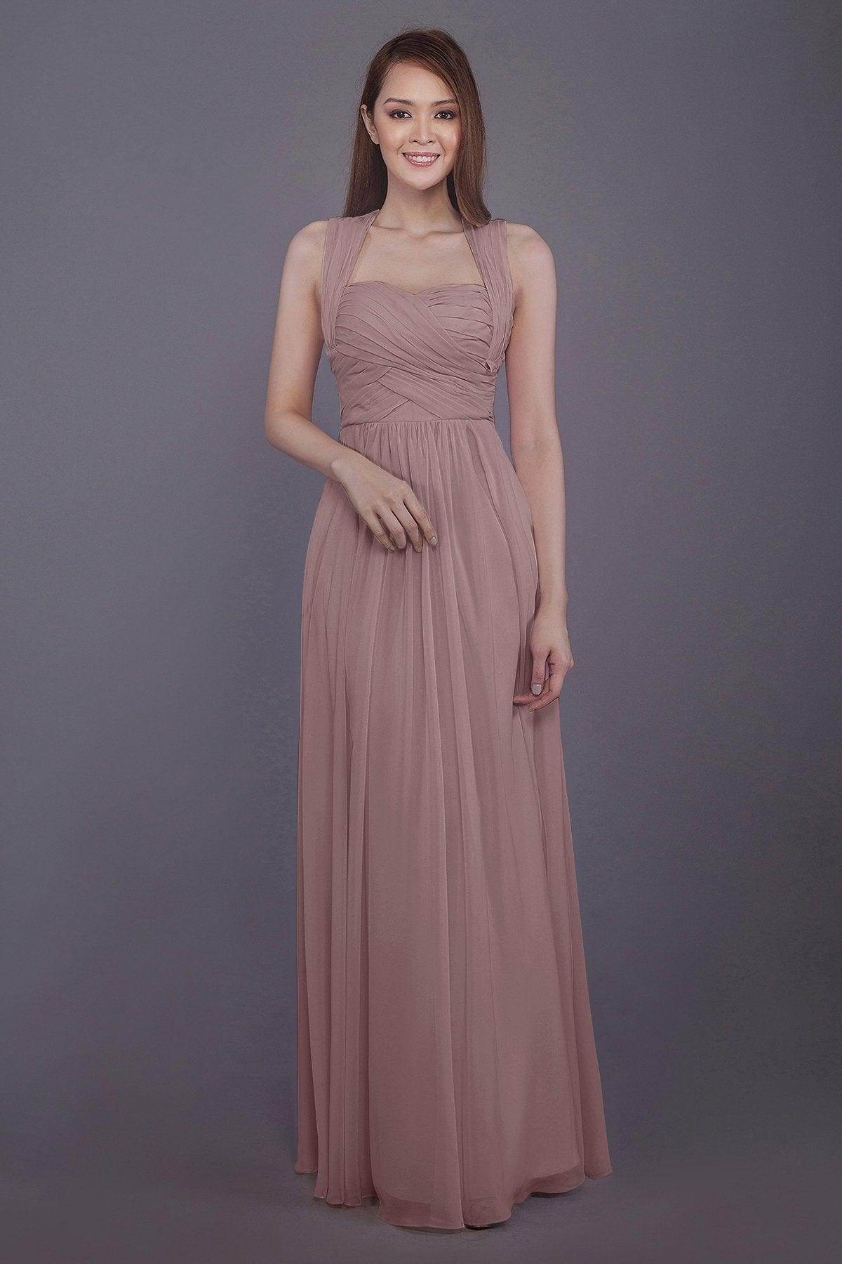 Sheath-Column Floor Length Chiffon Bridesmaid Dress PR3585 - COCOMELODY