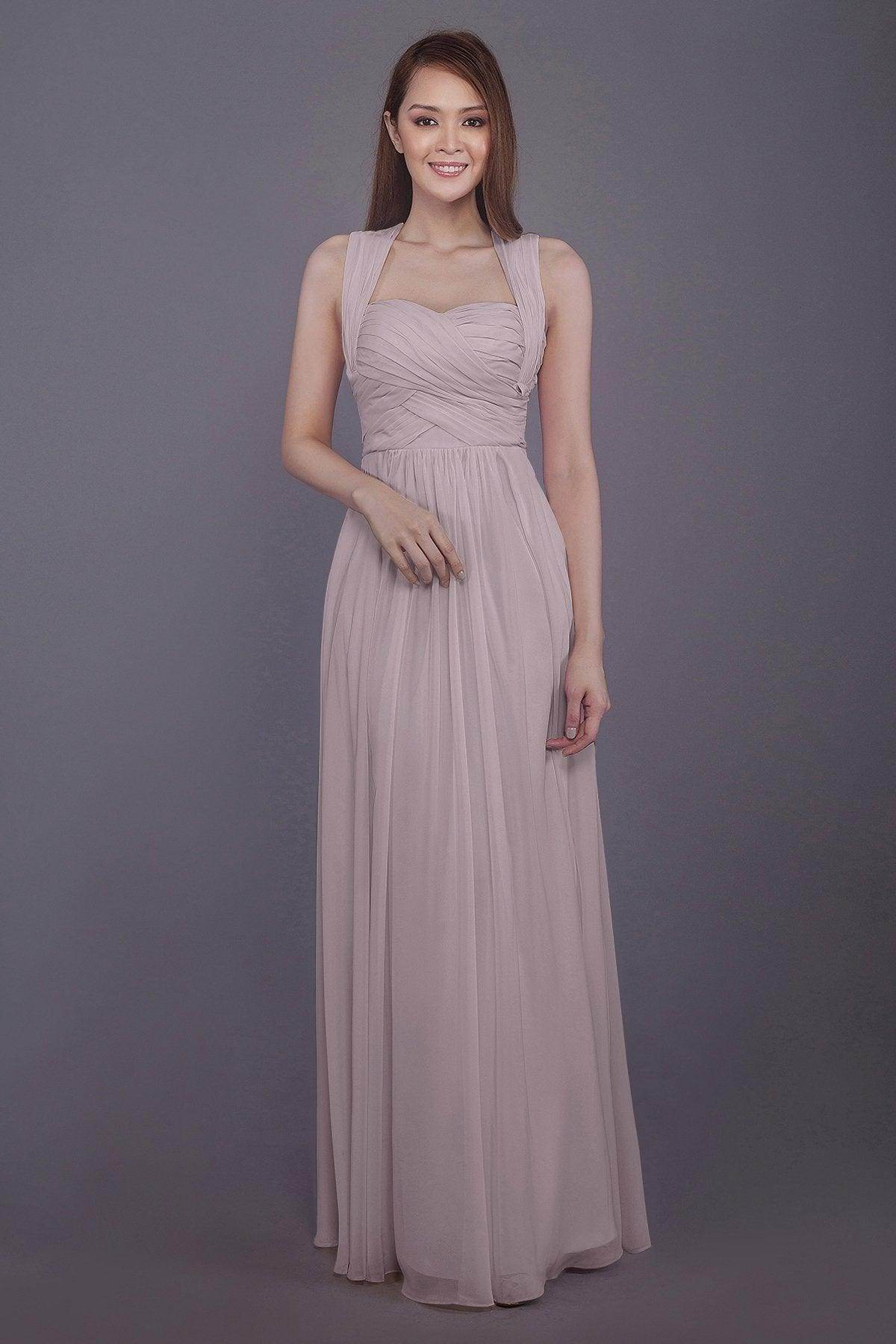Sheath-Column Floor Length Chiffon Bridesmaid Dress PR3585 - COCOMELODY