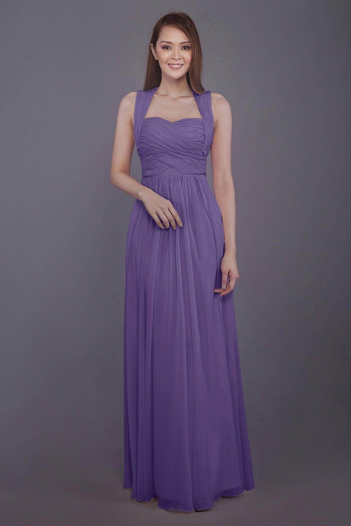 Sheath-Column Floor Length Chiffon Bridesmaid Dress PR3585 - COCOMELODY