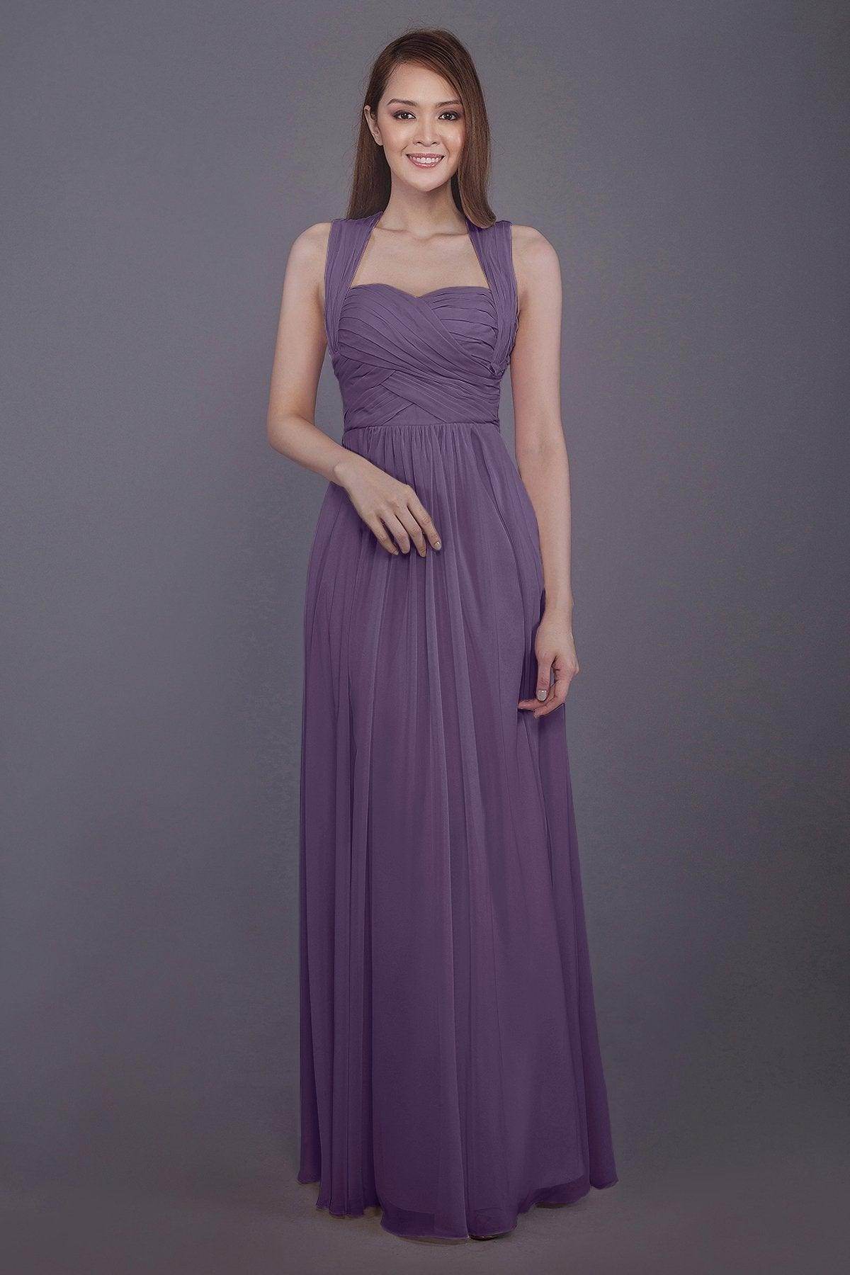 Sheath-Column Floor Length Chiffon Bridesmaid Dress PR3585 - COCOMELODY