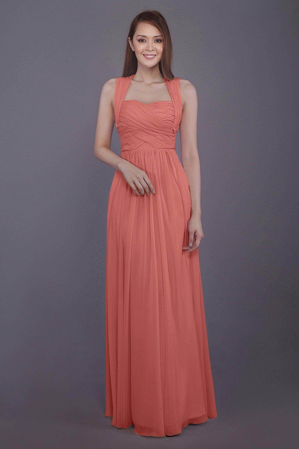 Sheath-Column Floor Length Chiffon Bridesmaid Dress PR3585 - COCOMELODY