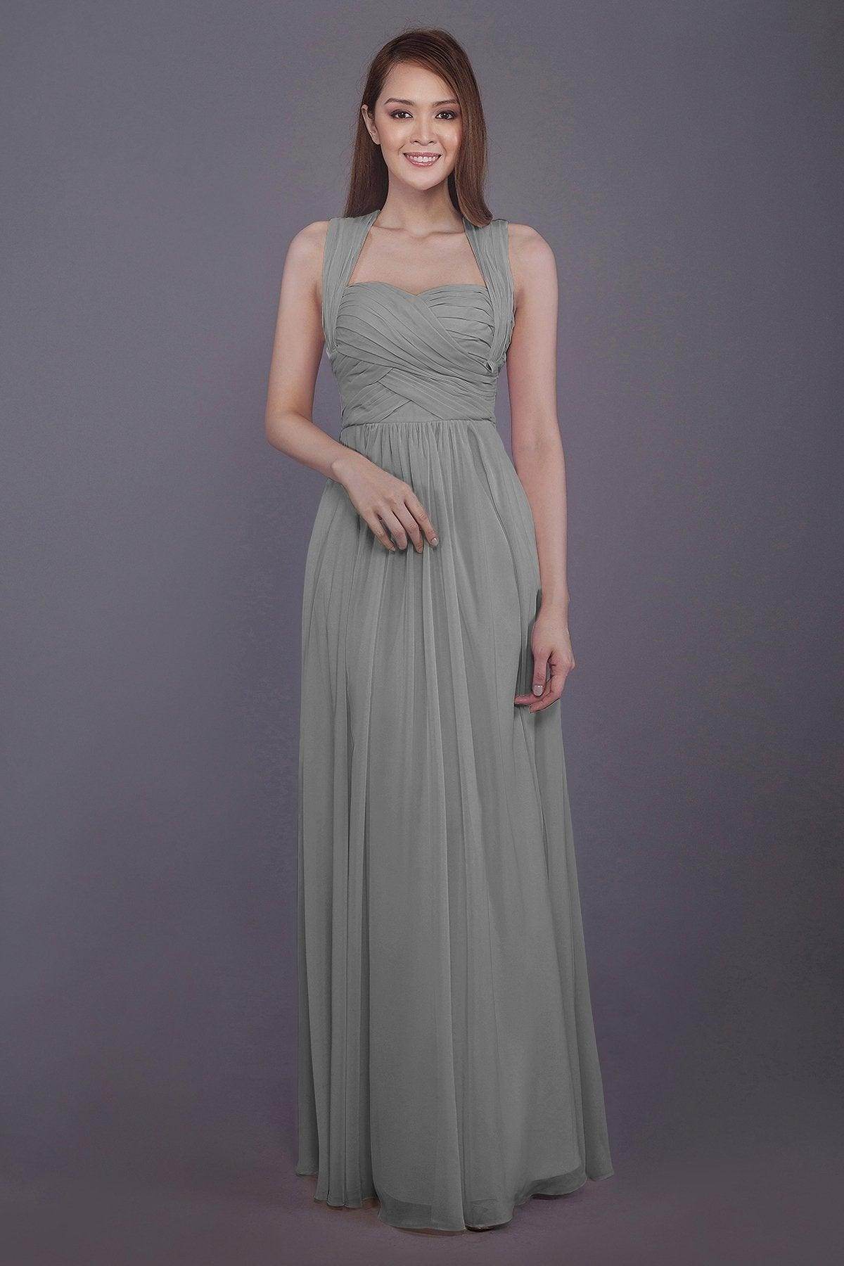 Sheath-Column Floor Length Chiffon Bridesmaid Dress PR3585 - COCOMELODY
