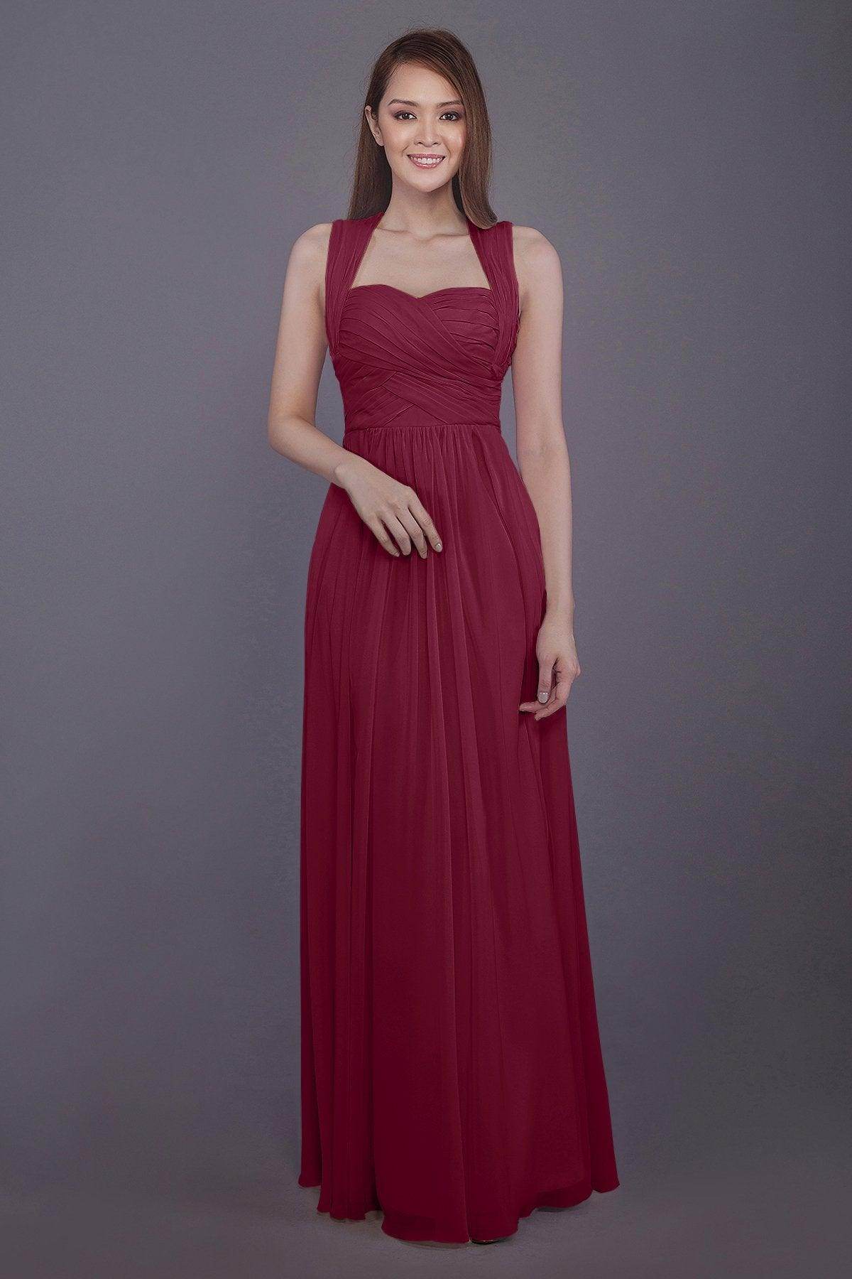 Sheath-Column Floor Length Chiffon Bridesmaid Dress PR3585 - COCOMELODY