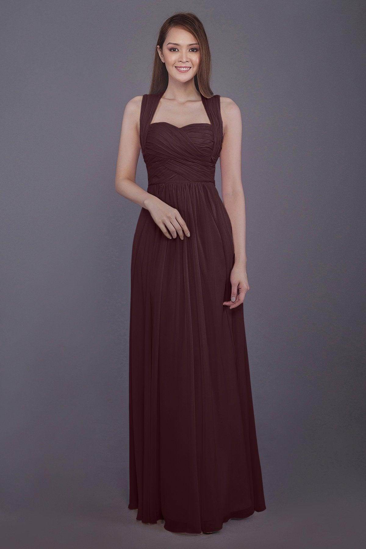 Sheath-Column Floor Length Chiffon Bridesmaid Dress PR3585 - COCOMELODY